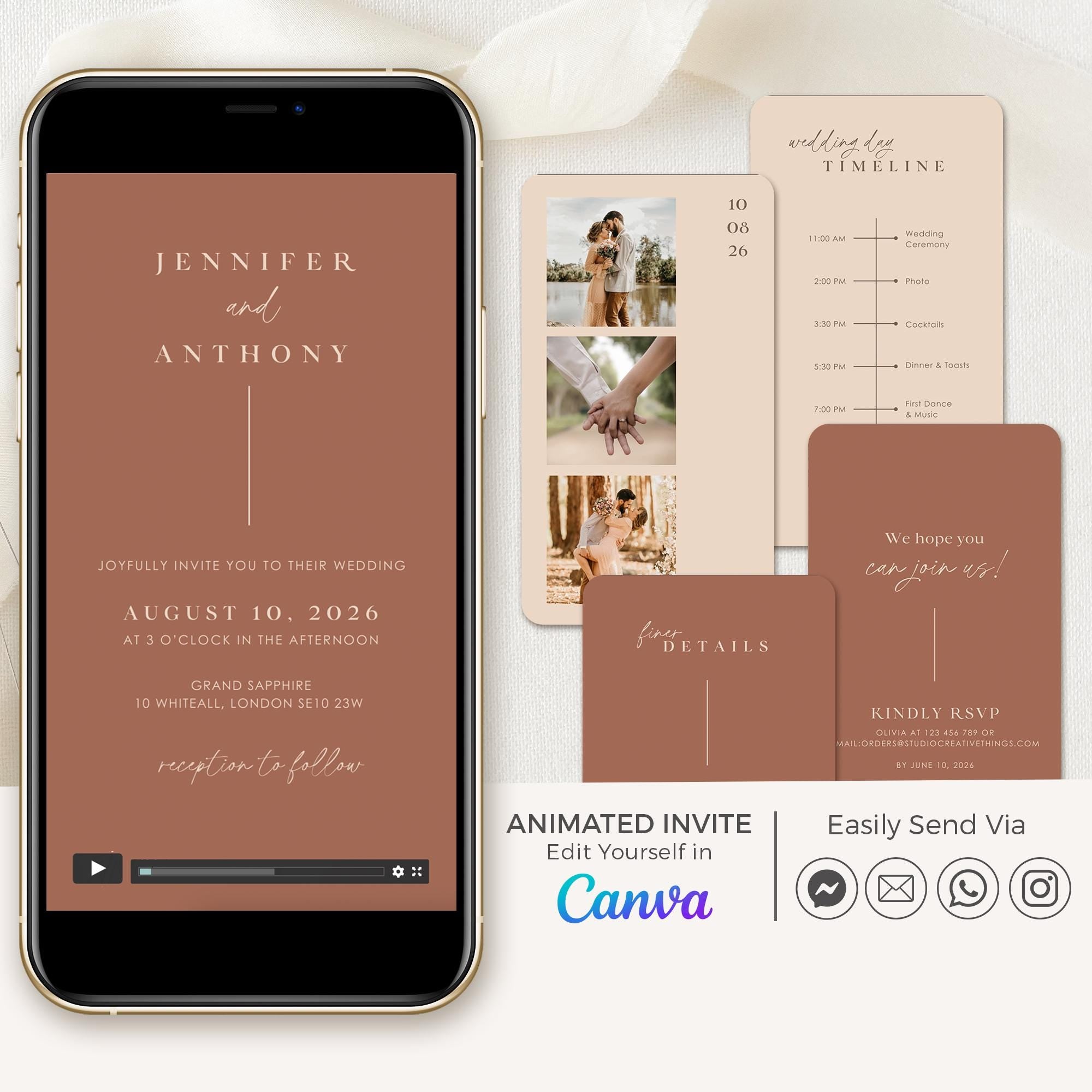 LAURA Wedding Invitation Video Template - Terracotta