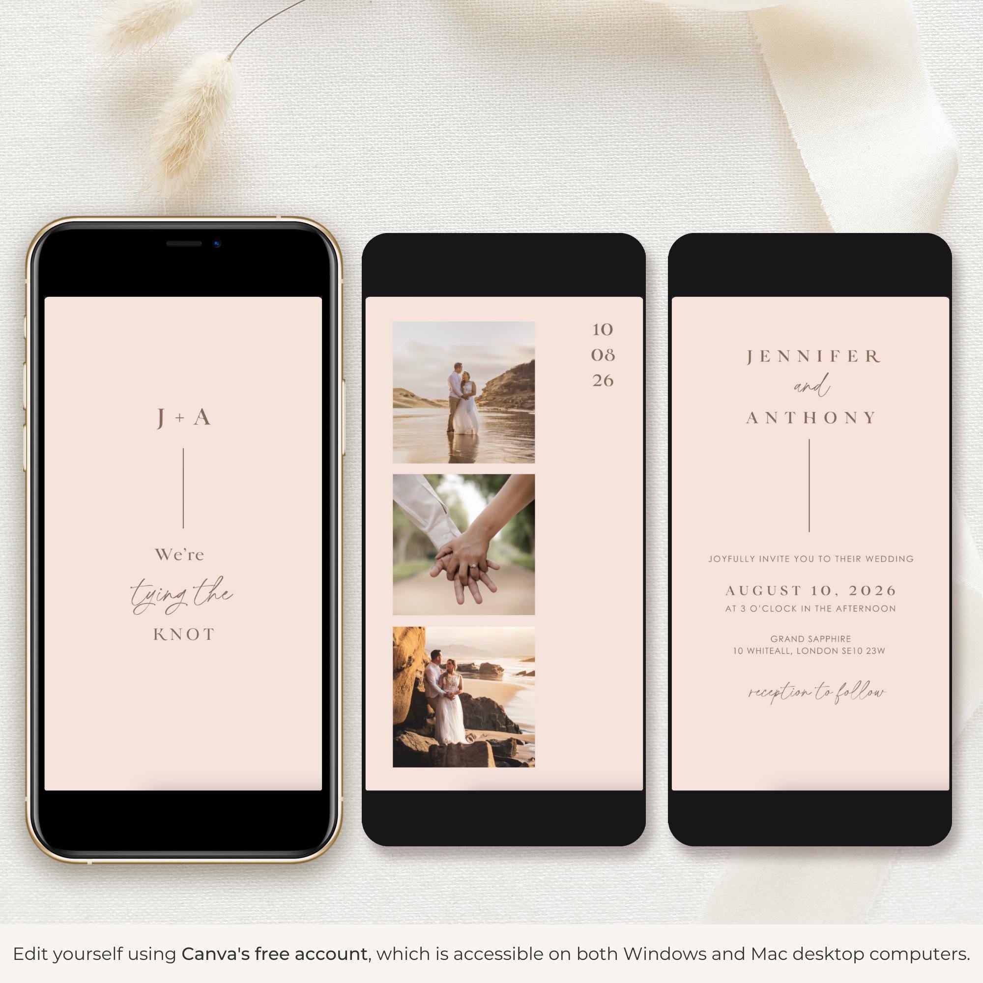 LAURA Wedding Invitation Video Template - Blush Pink