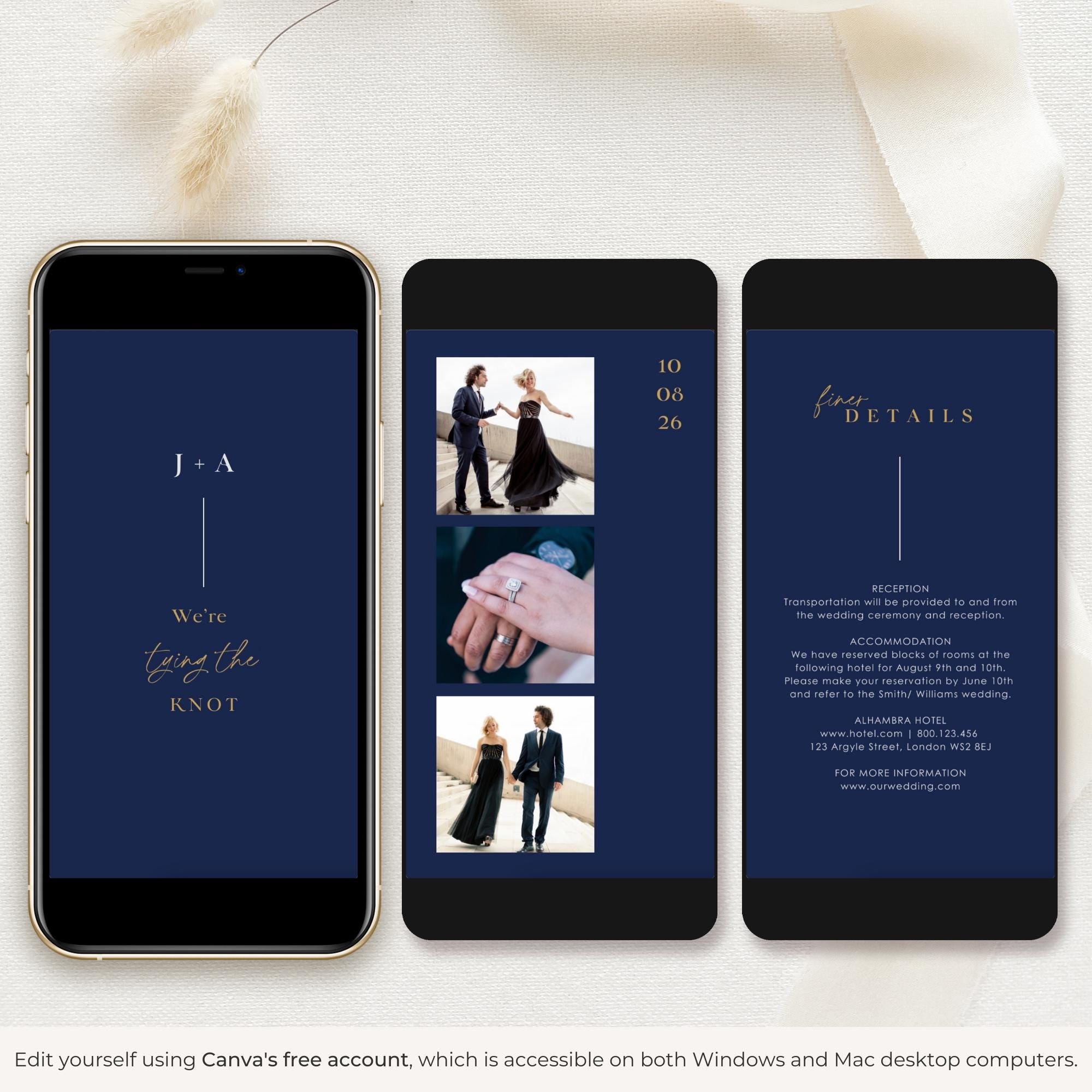 LAURA Wedding Invitation Video Template - Blue Navy