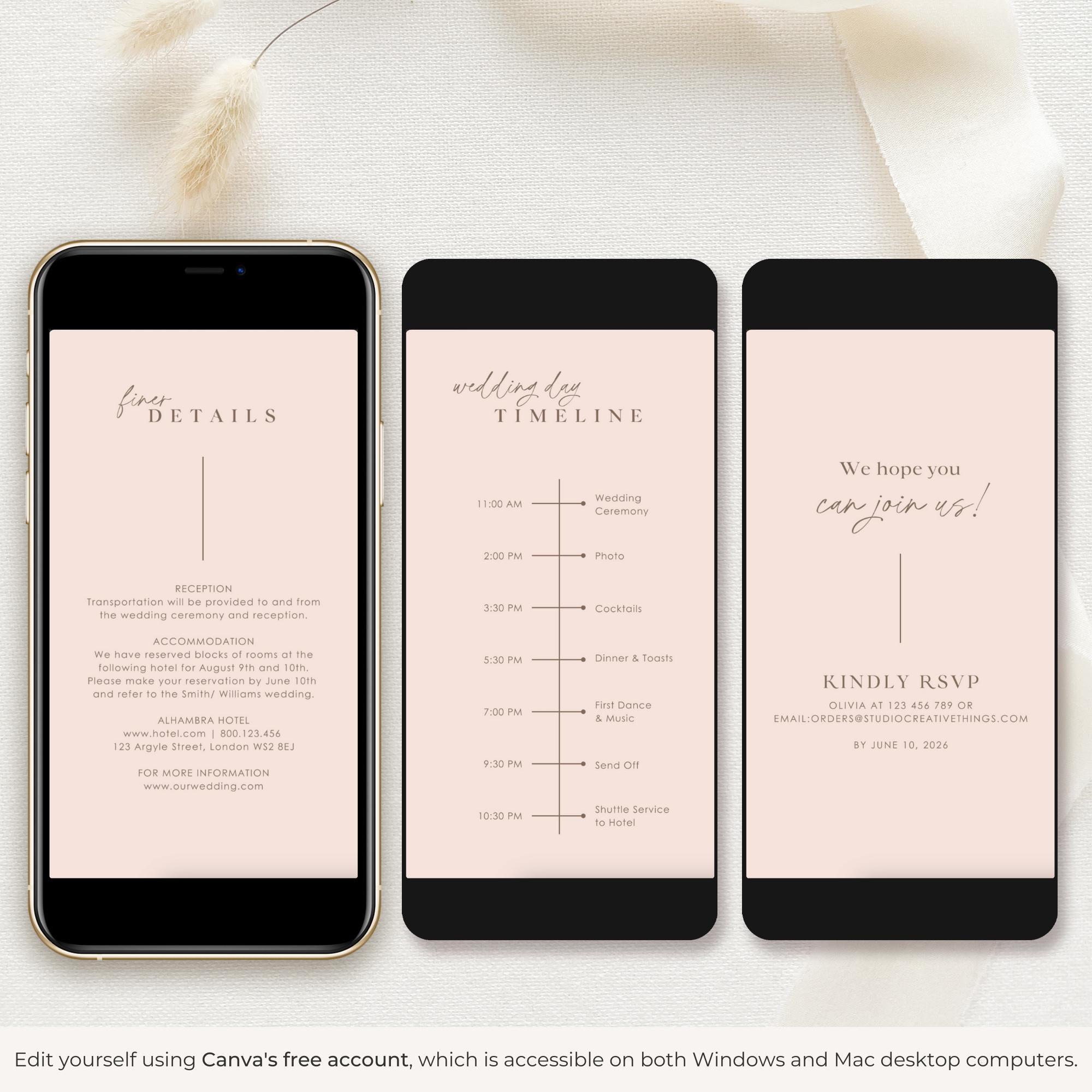 LAURA Wedding Invitation Video Template - Blush Pink