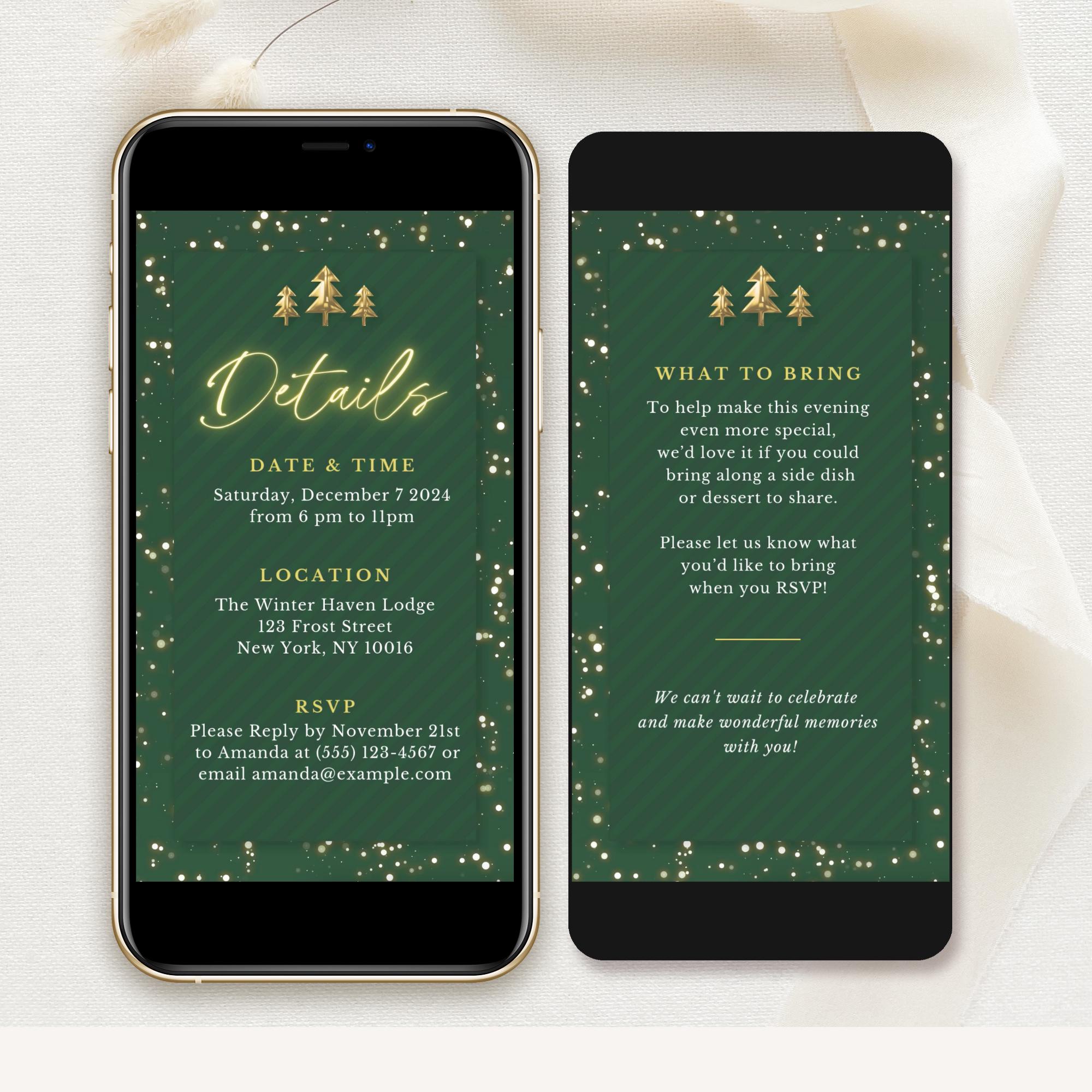 Christmas Tree Invitation Animated - Green