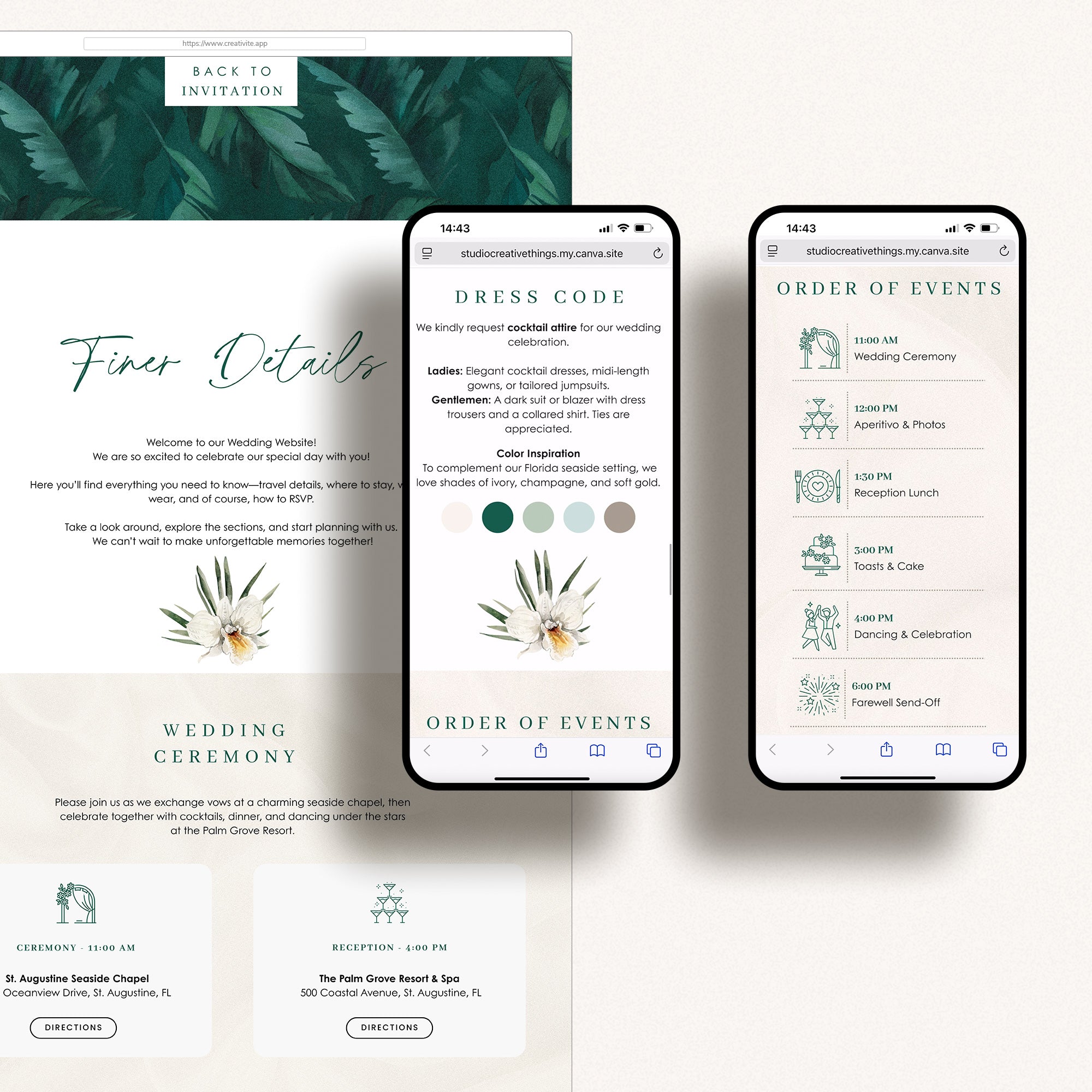 ISLA Tropical Wedding Website Template for Canva with RSVP