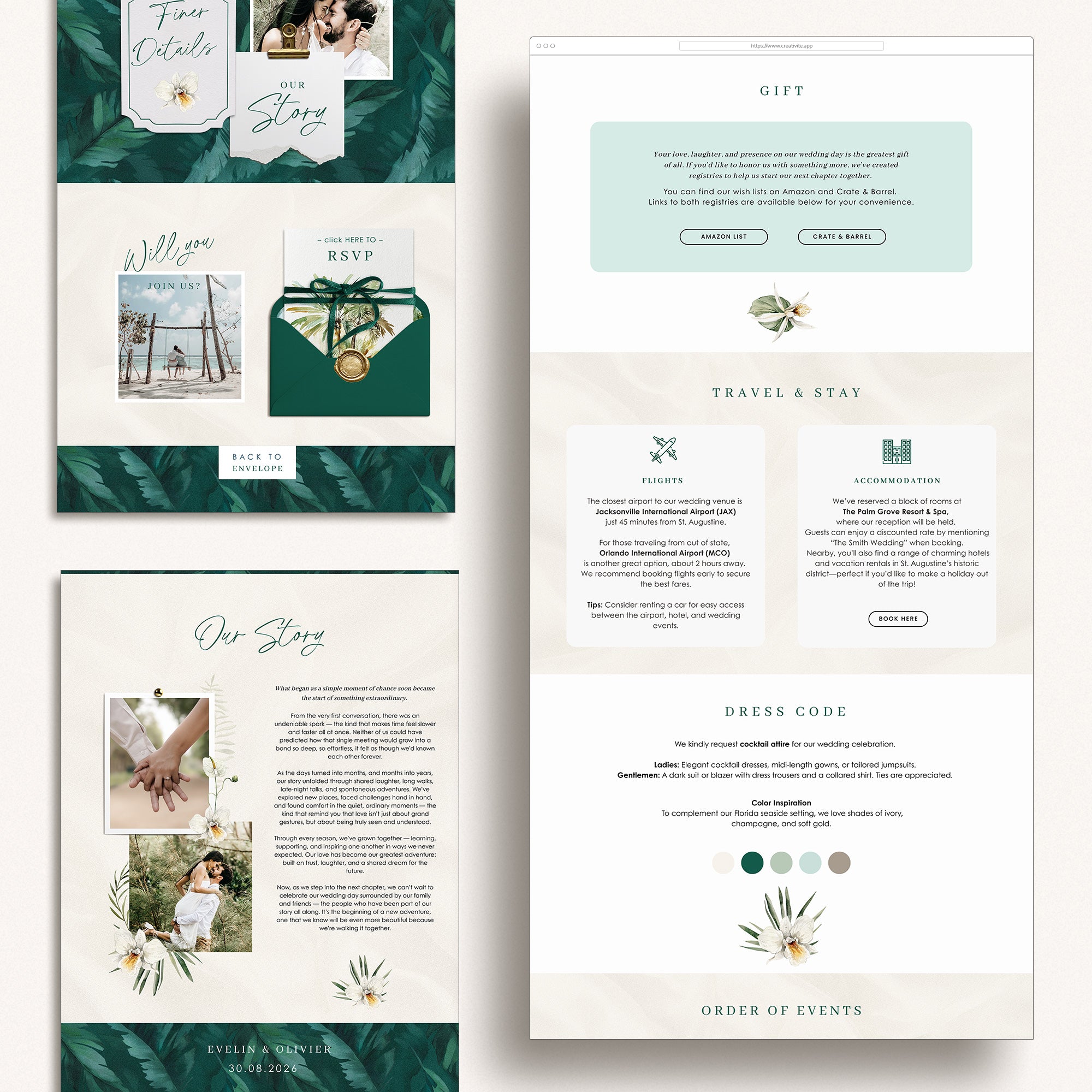 ISLA Tropical Wedding Website Template for Canva with RSVP
