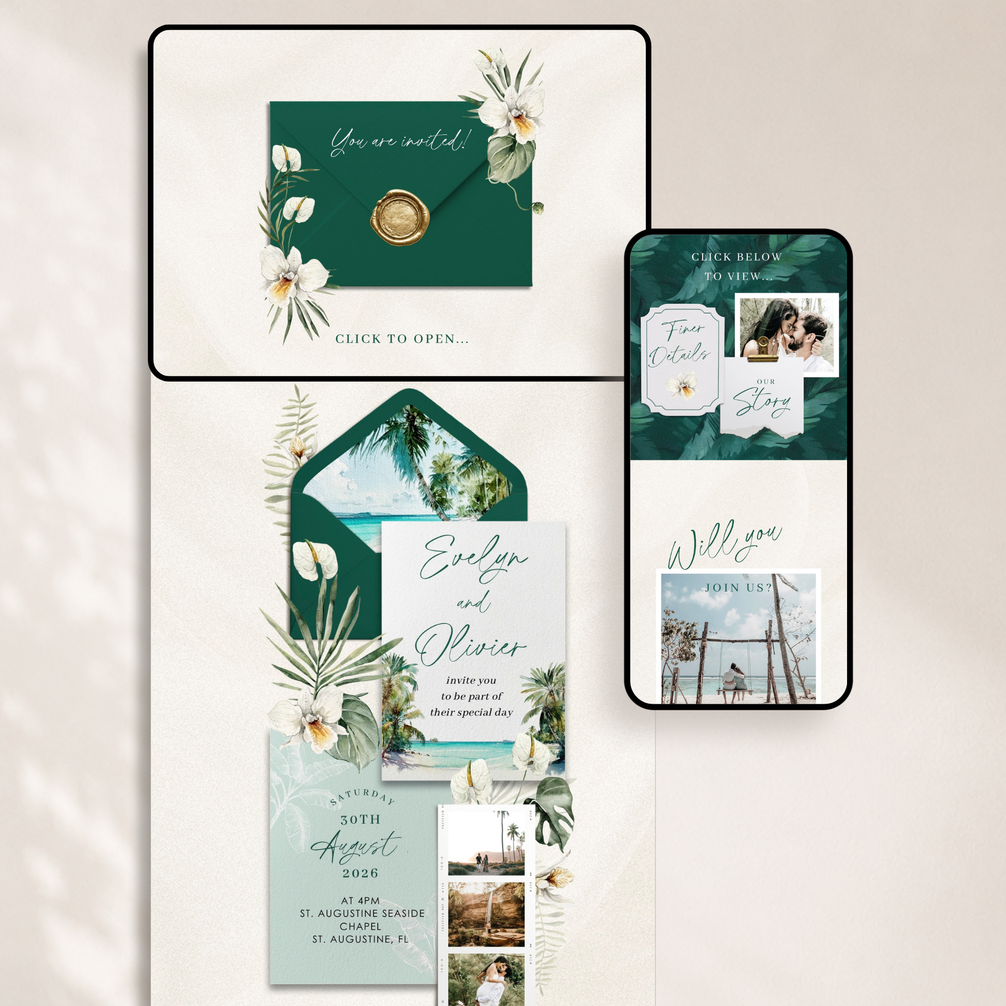 ISLA Tropical Wedding Website Template for Canva with RSVP