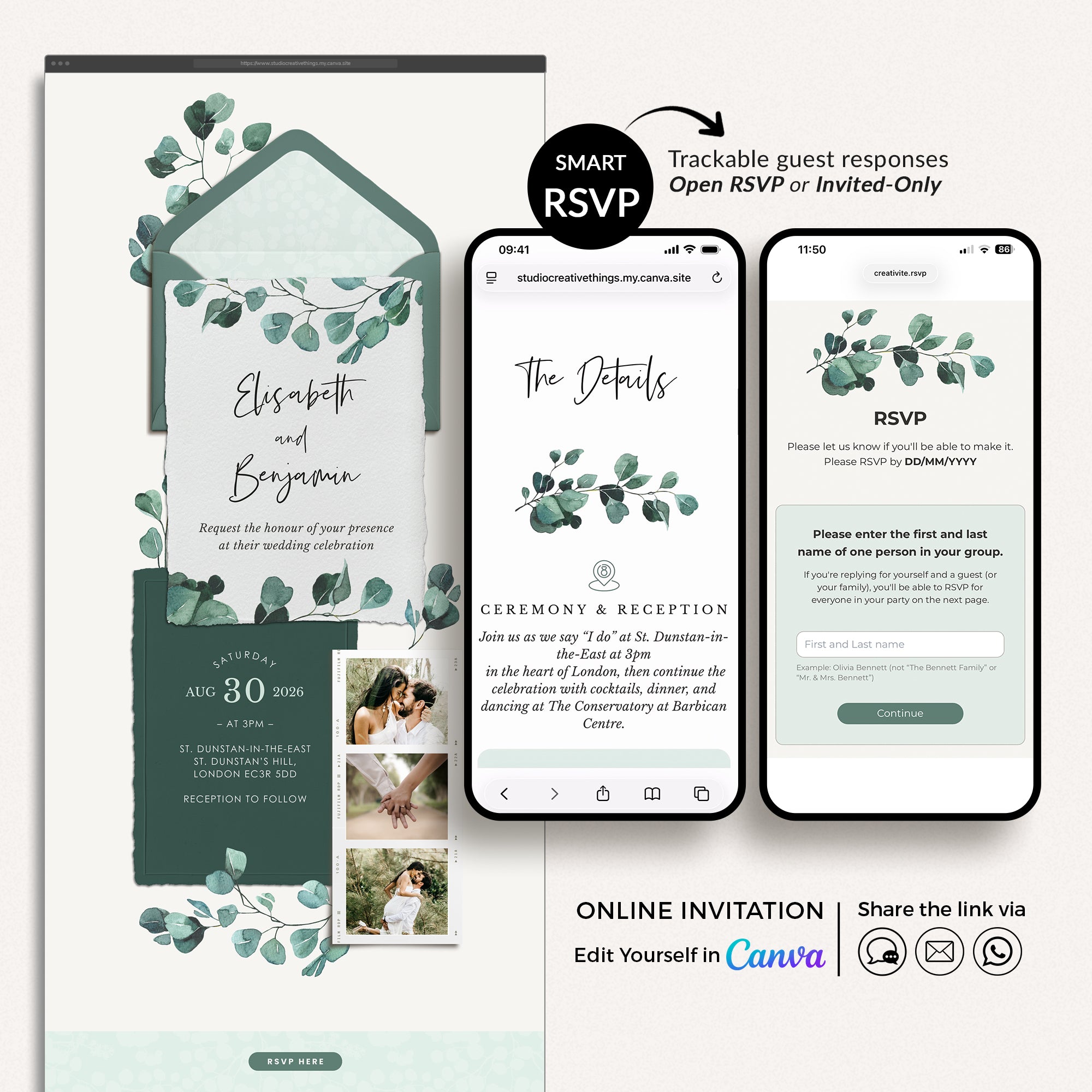 LUISA Elegant Online Digital Wedding Invitation