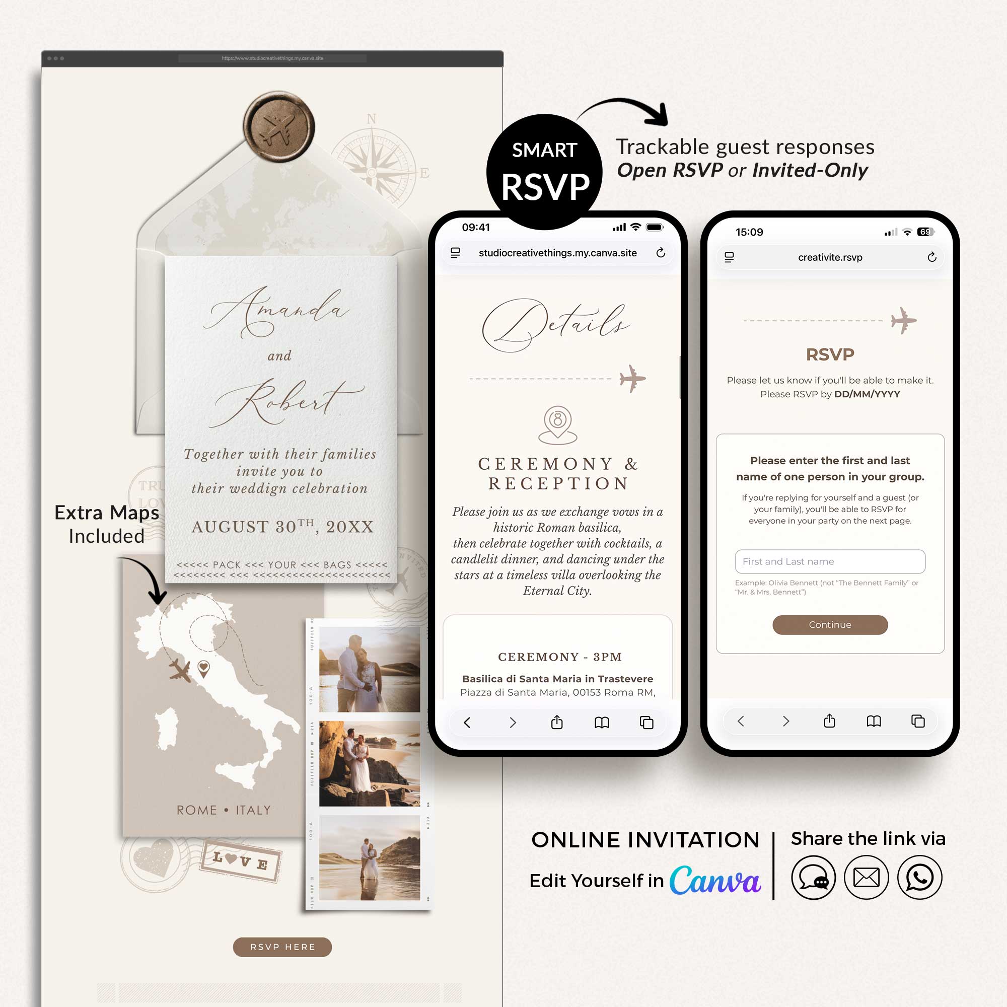SOFIA Travel Theme Online Digital Wedding Invitation