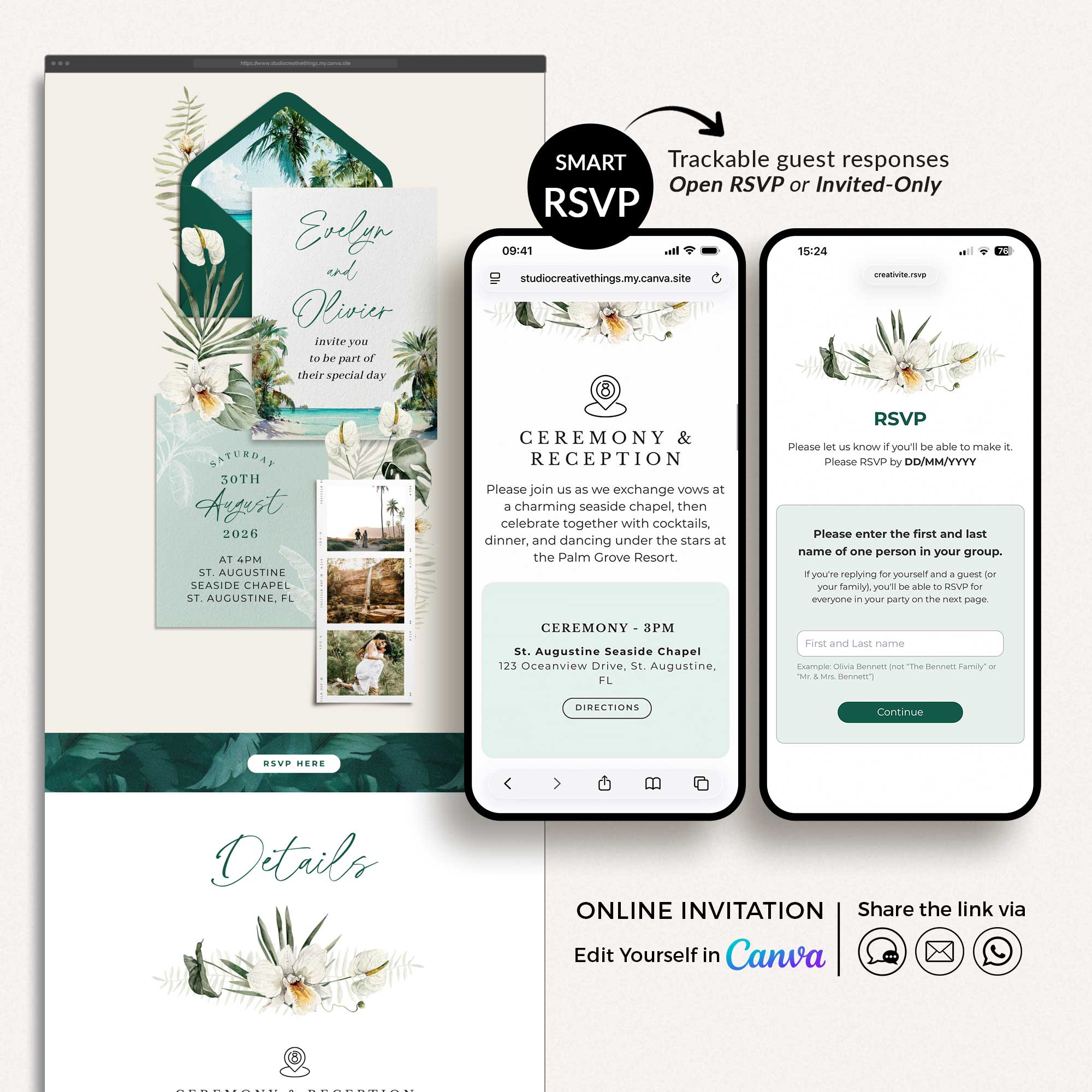 ISLA Tropical Online Digital Wedding Invitation