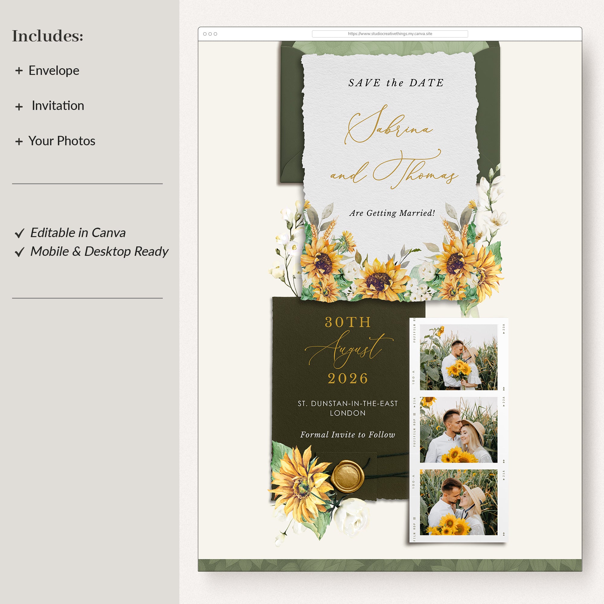 MARISOL Sunflowers Online Digital Save the Date