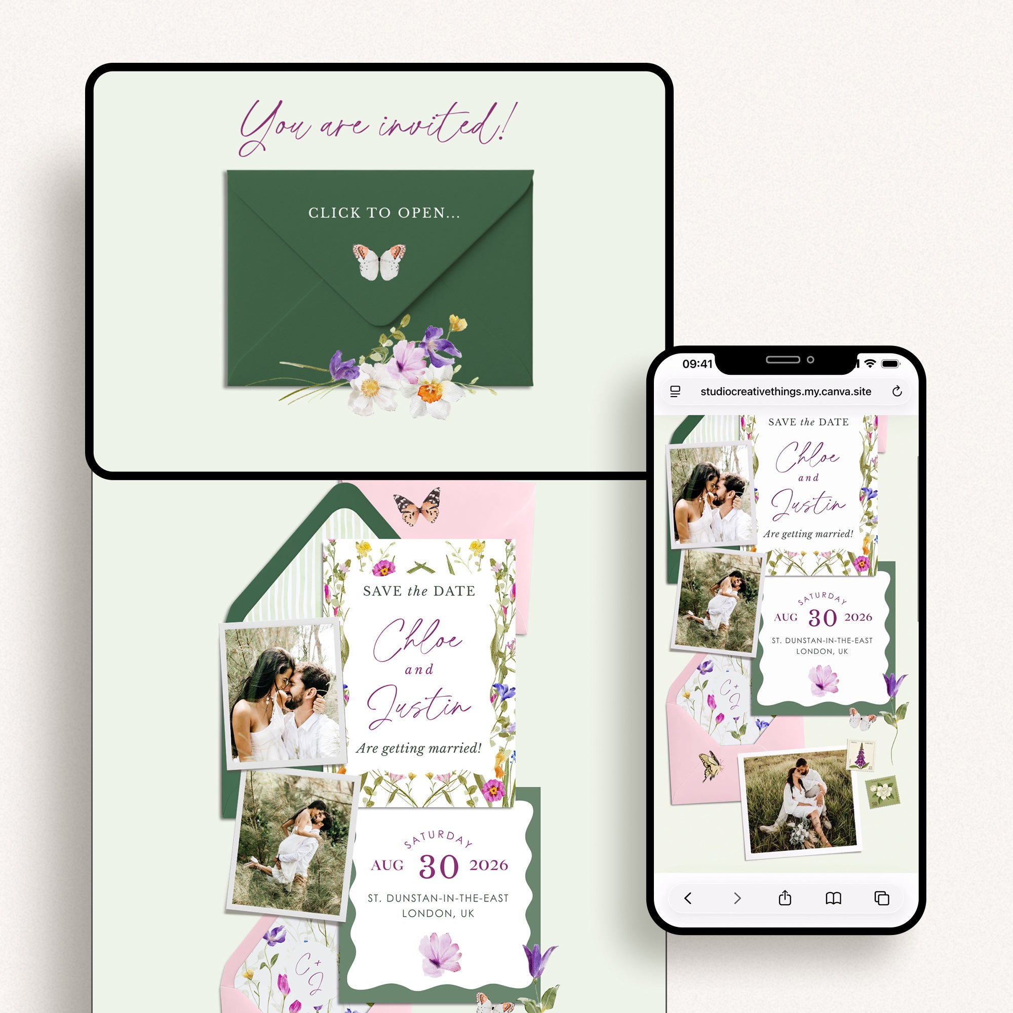 CLOE Spring Wedding Online Digital Save the Date