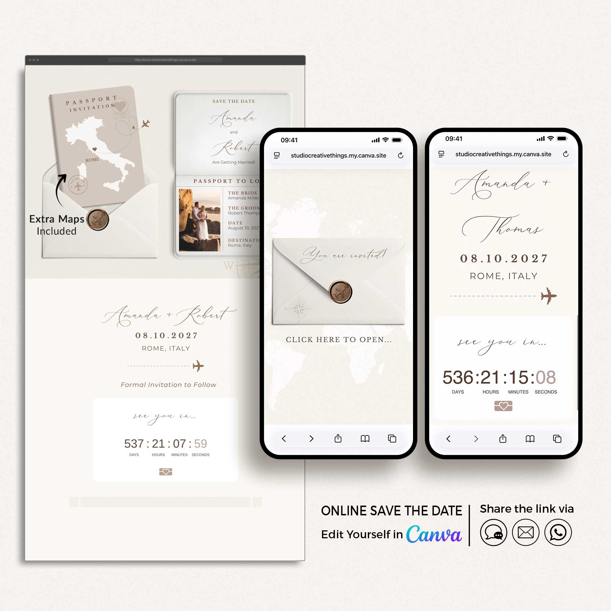 SOFIA Passport Style Online Digital Save the Date