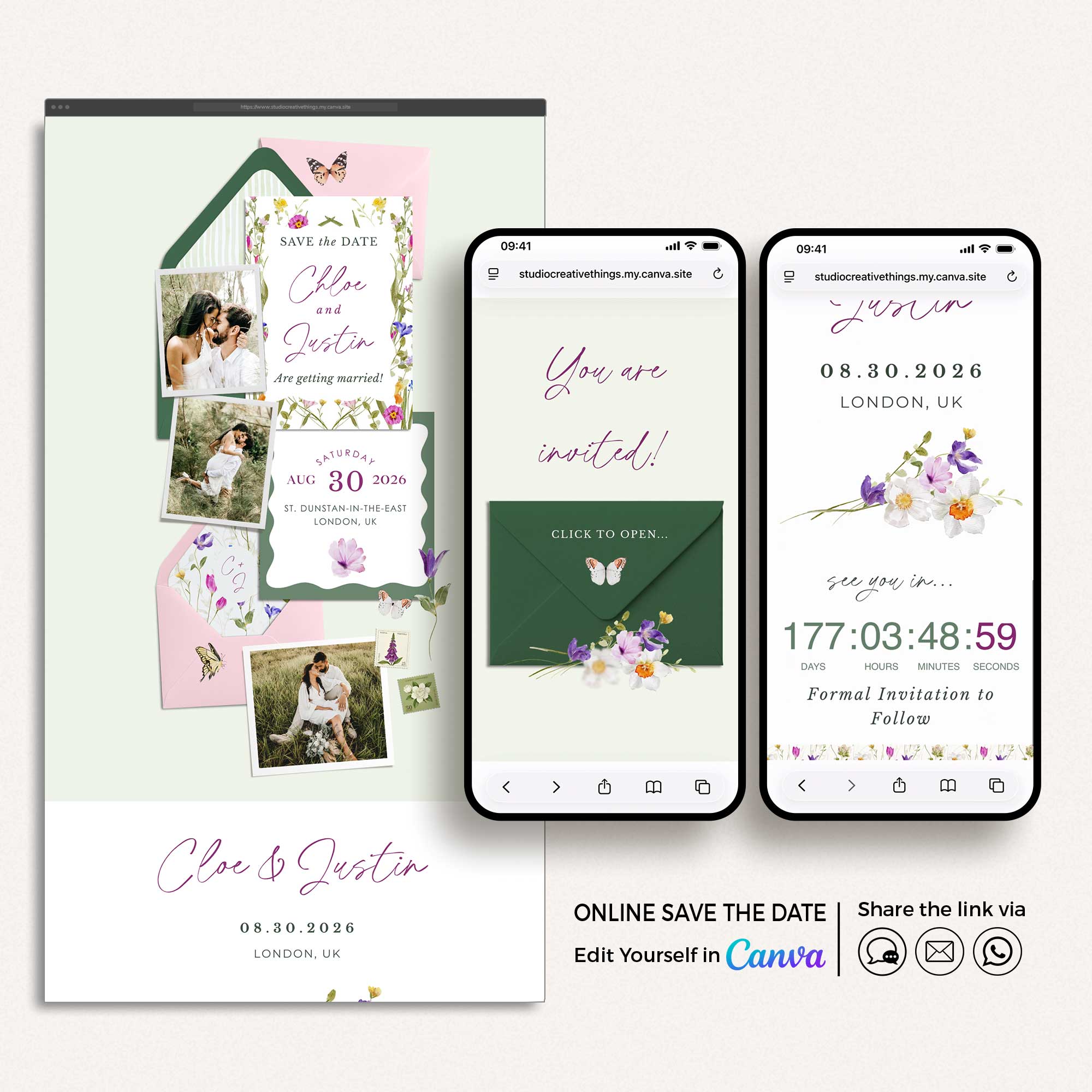 CLOE Spring Wedding Online Digital Save the Date