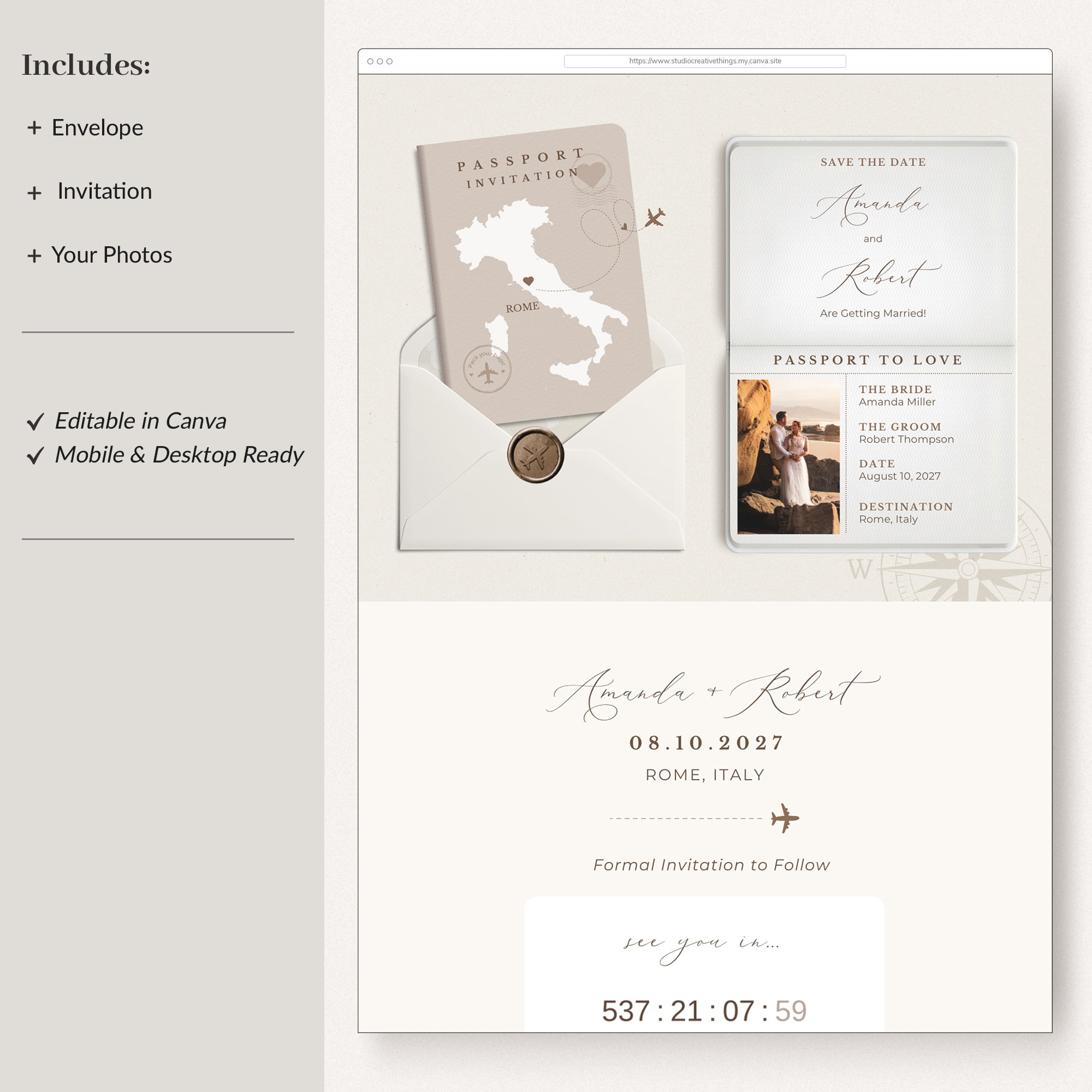 SOFIA Passport Style Online Digital Save the Date