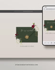FLORA Rustic Online Digital Wedding Invitation with RSVP - Burgundy & Olive