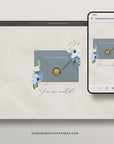 AZZURRA Dusty Blue Online Digital Wedding Invitation with RSVP