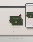 Flora Wedding Website Template for Canva with RSVP - Burgundy & Olive Green