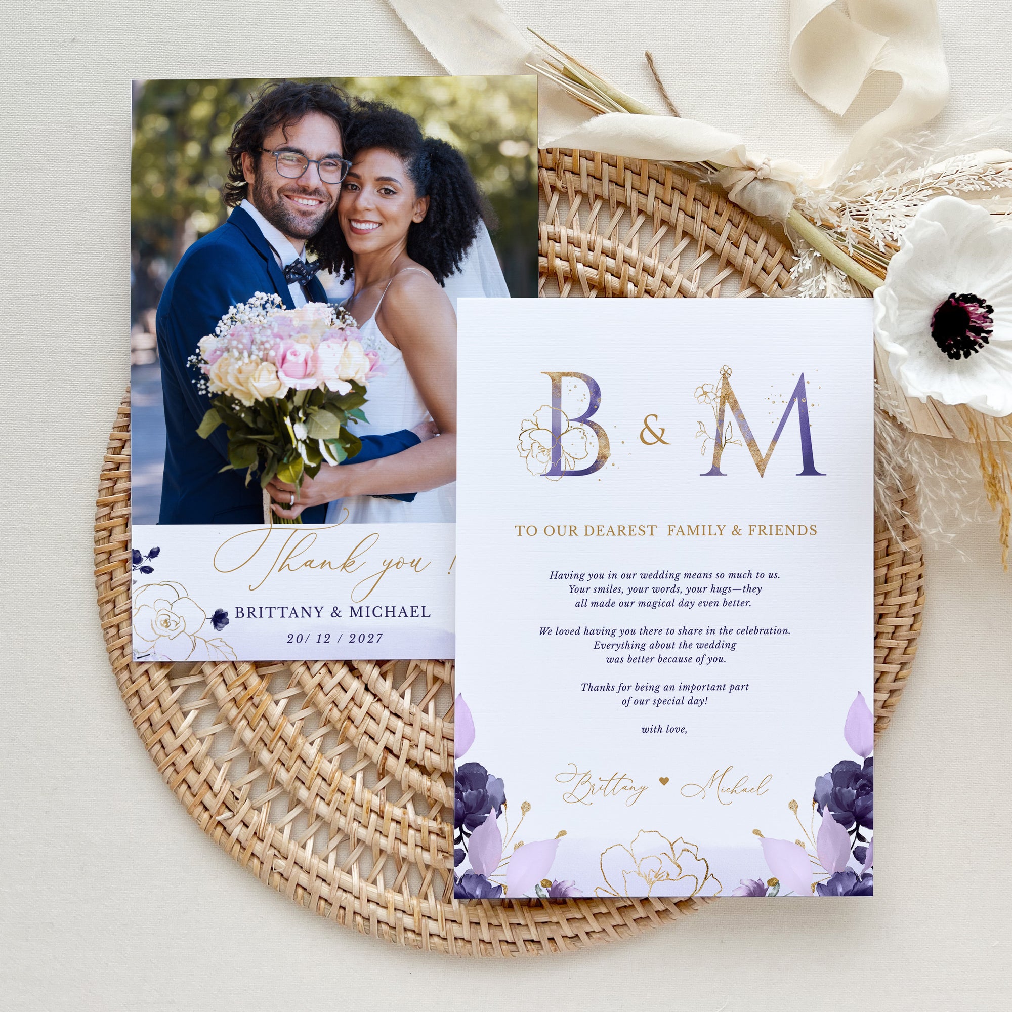 VIOLETTA Printable Wedding Thank You Card