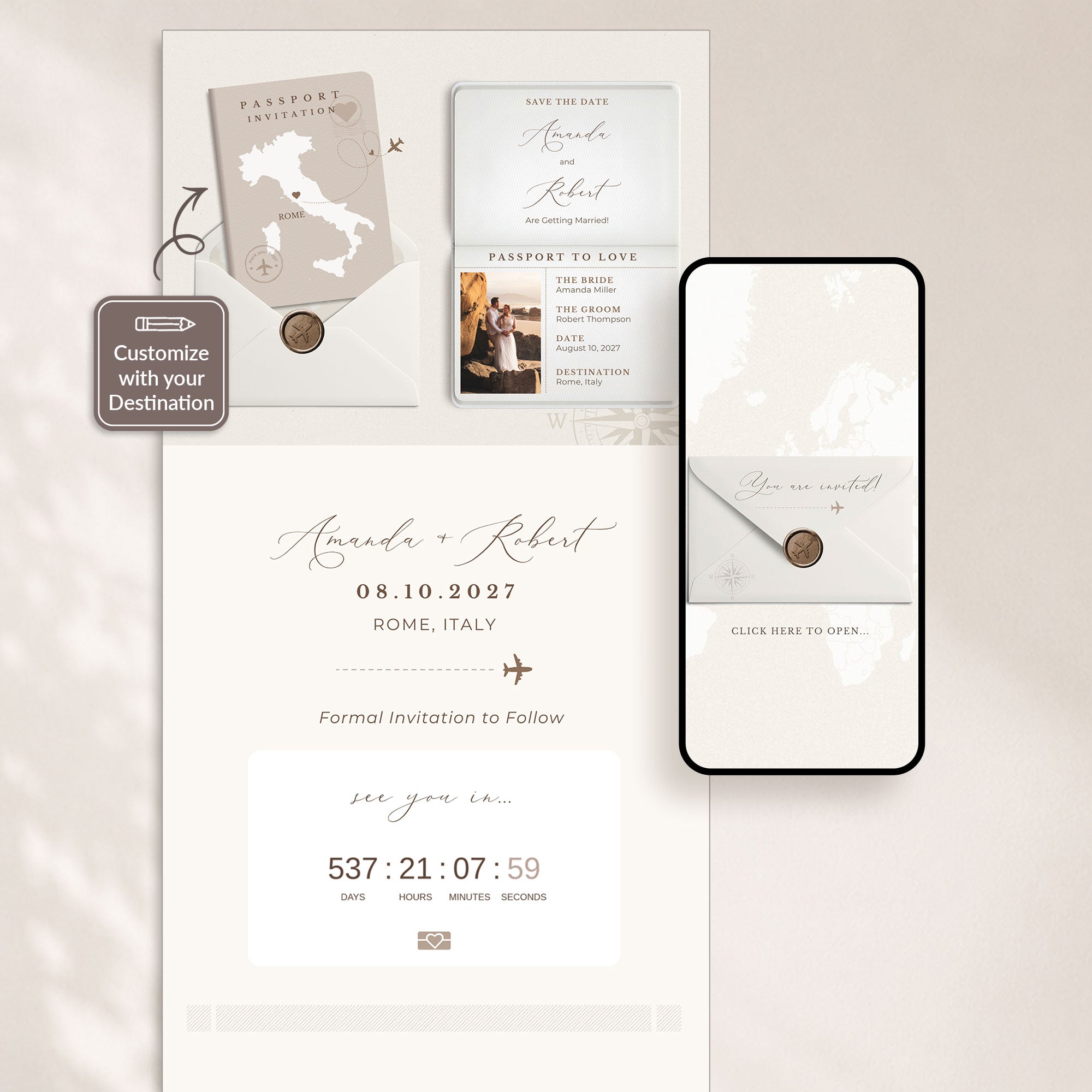 SOFIA Passport Style Online Digital Save the Date