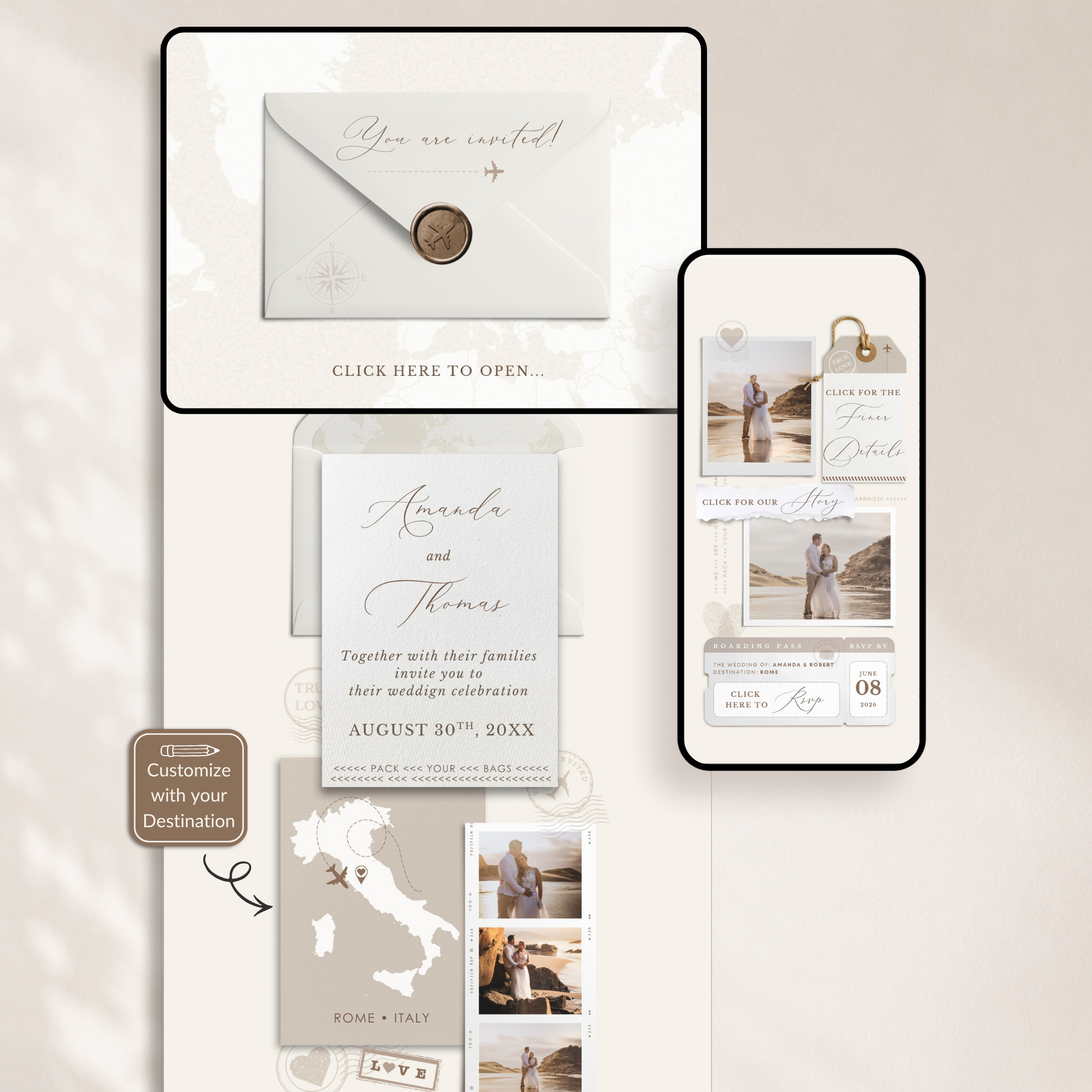 SOFIA Destination Wedding Website Canva Template with RSVP