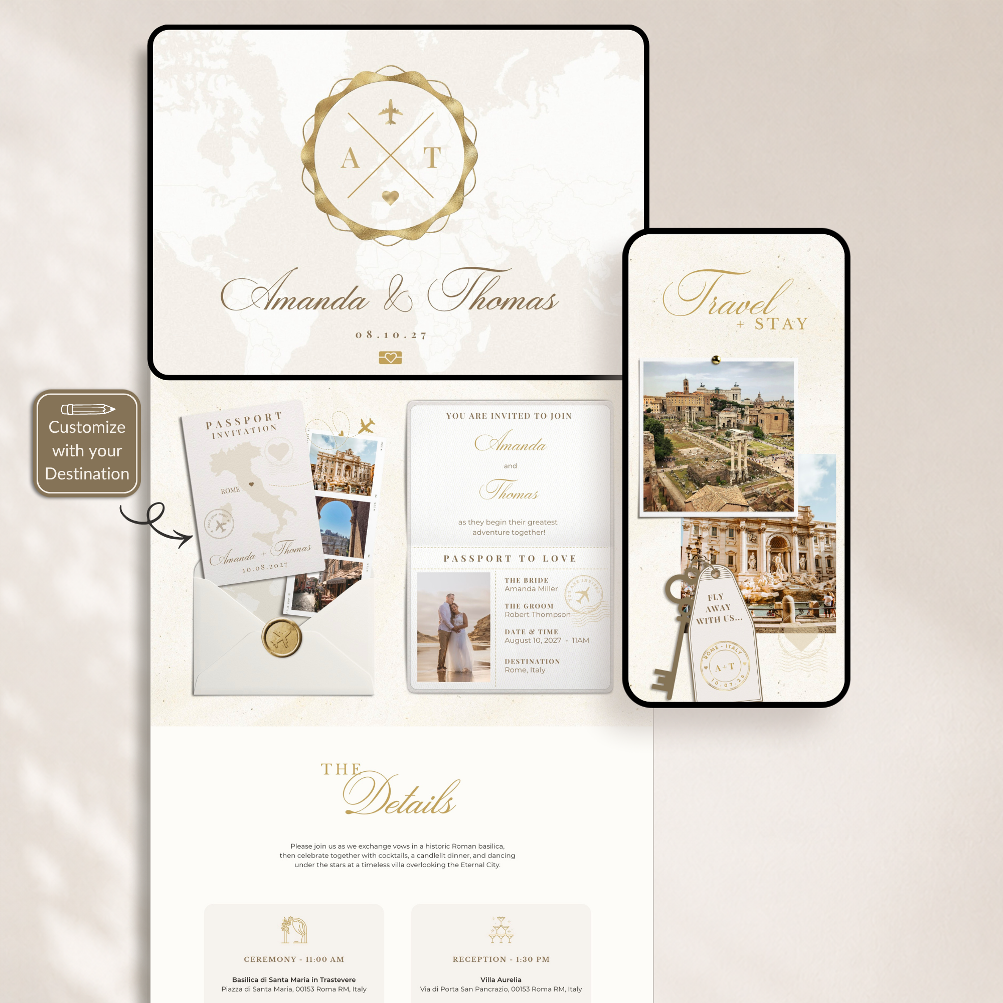 SOFIA Destination Wedding Website Template for Canva with RSVP