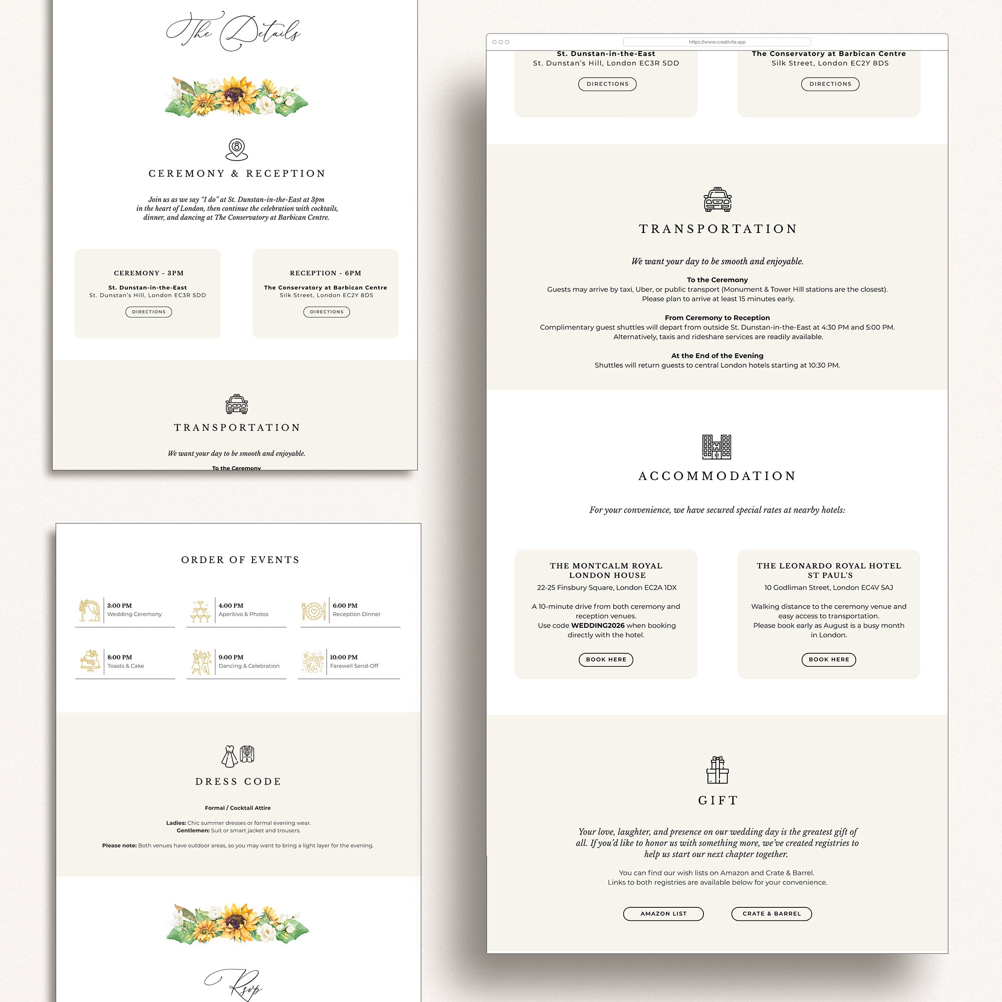 MARISOL Sunflowers Digital Wedding Invitation With Online Rsvp