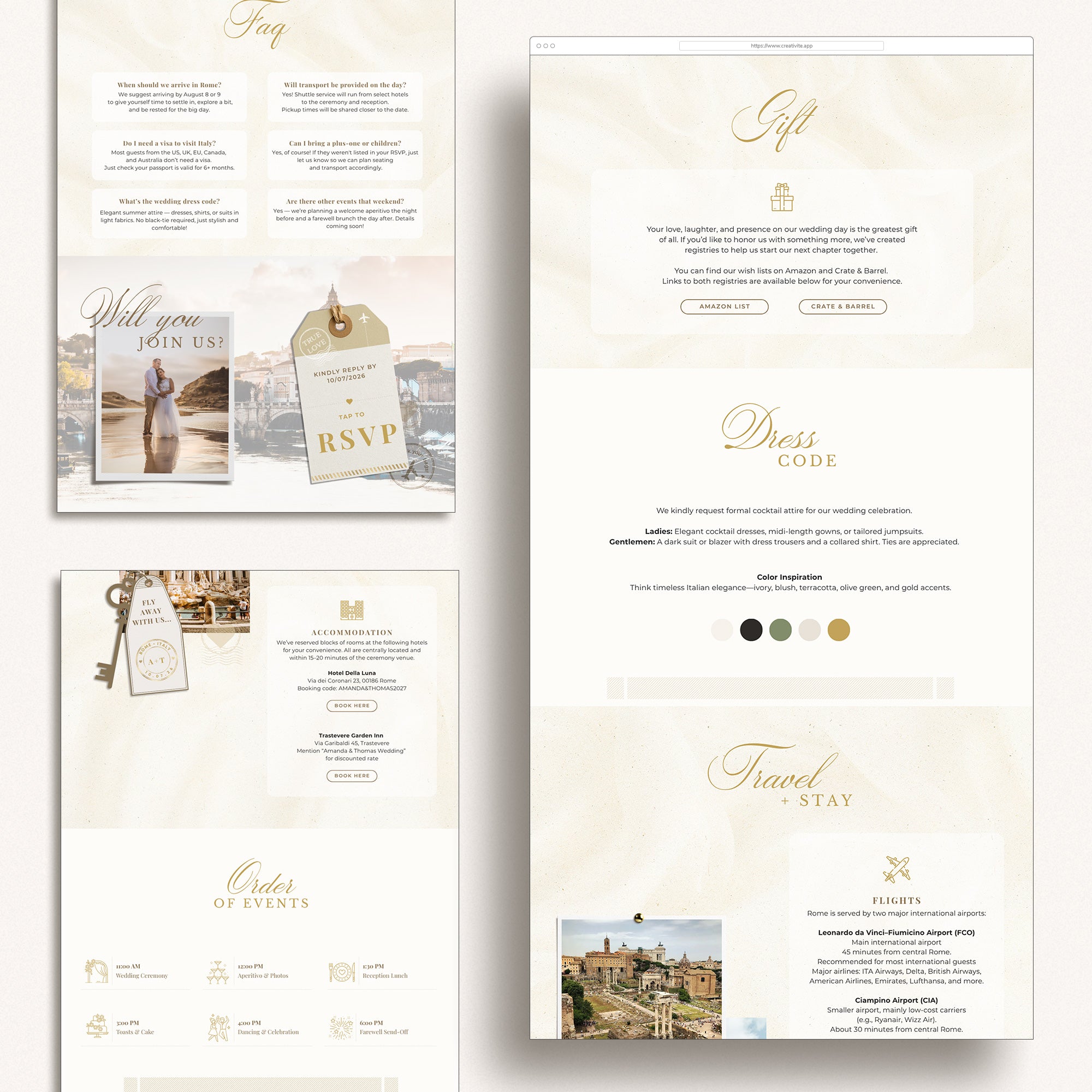 SOFIA Destination Wedding Website Template - Gold