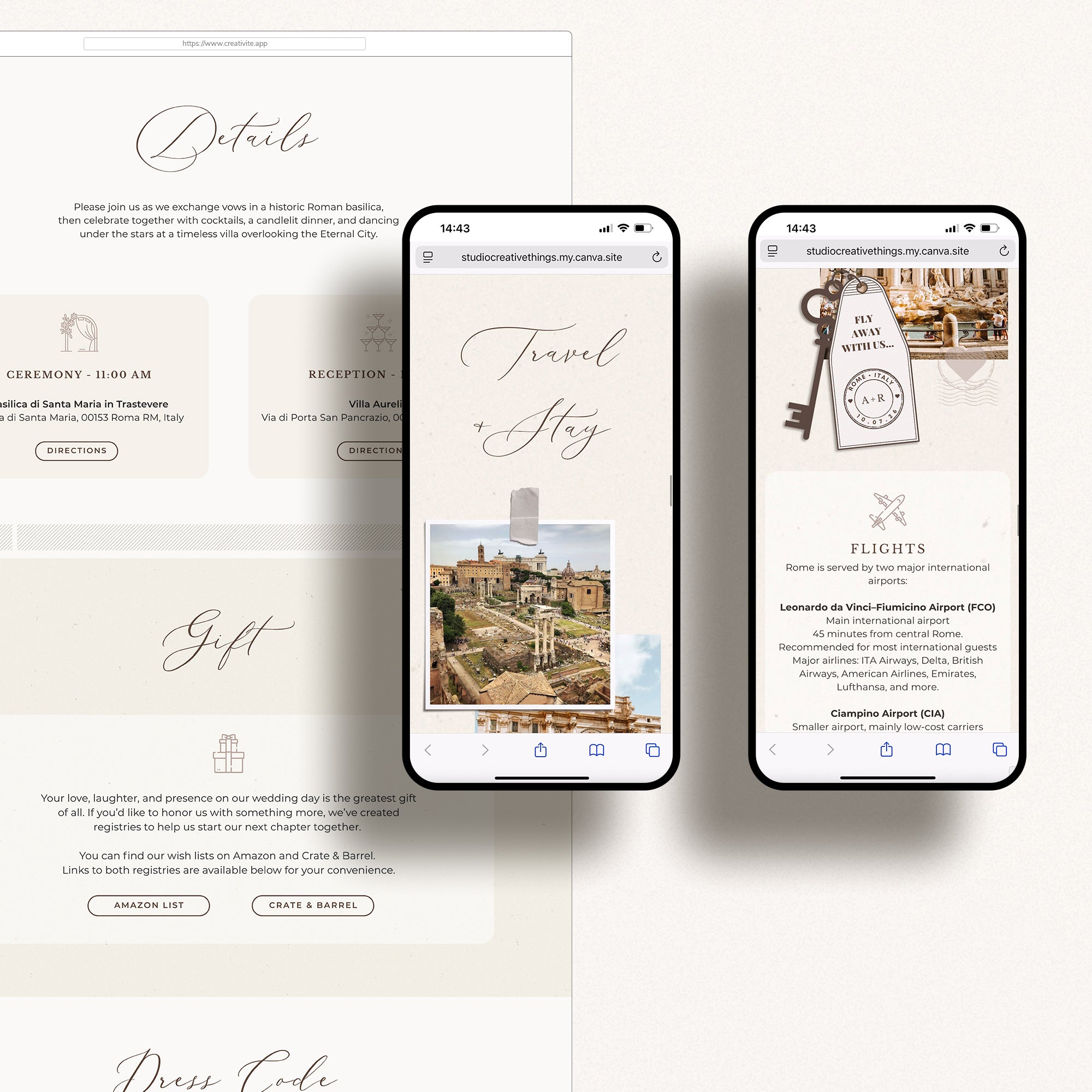 SOFIA Destination Wedding Website Template - Sand
