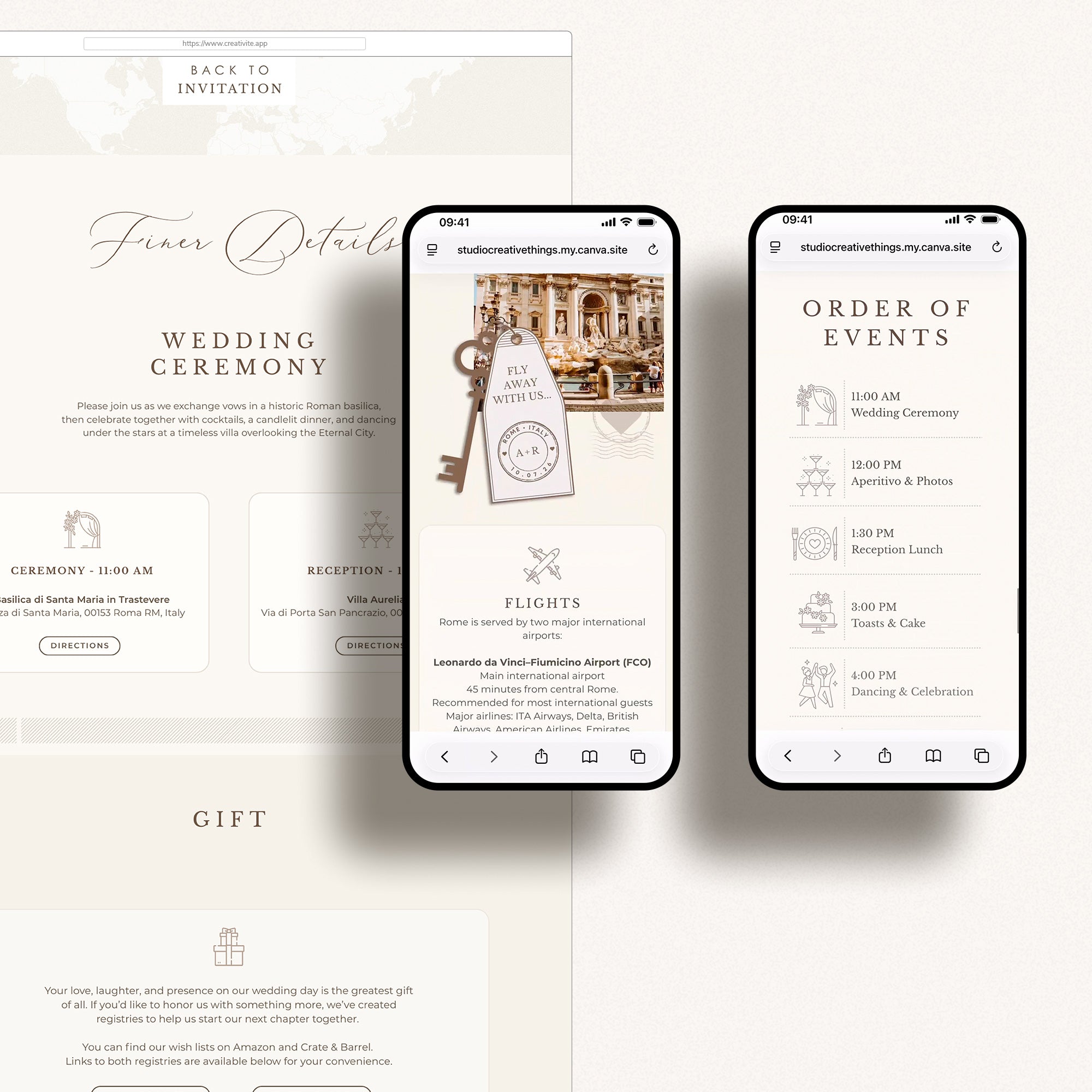 SOFIA Passport-Style Wedding Website Canva Template with RSVP