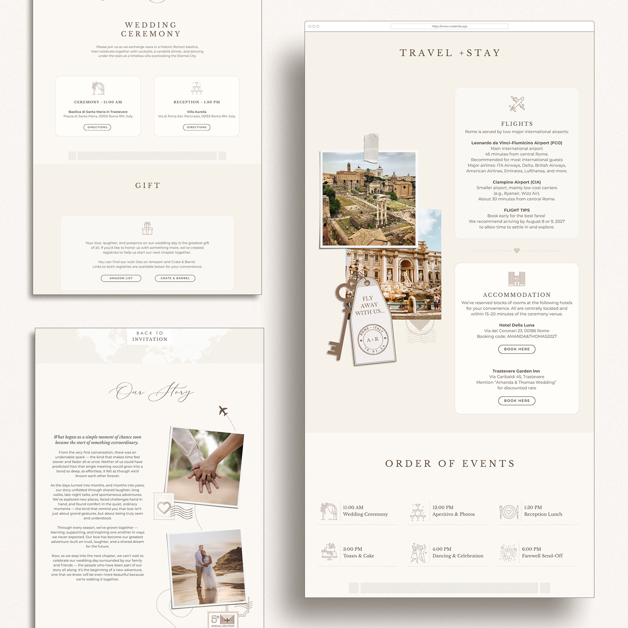 SOFIA Passport-Style Wedding Website Canva Template with RSVP