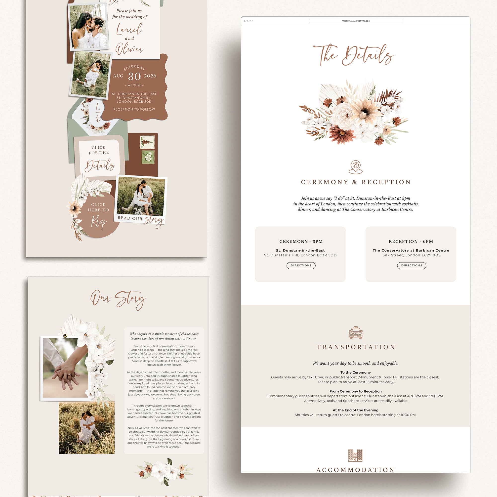 LAUREL Wedding Website Template for Canva with RSVP