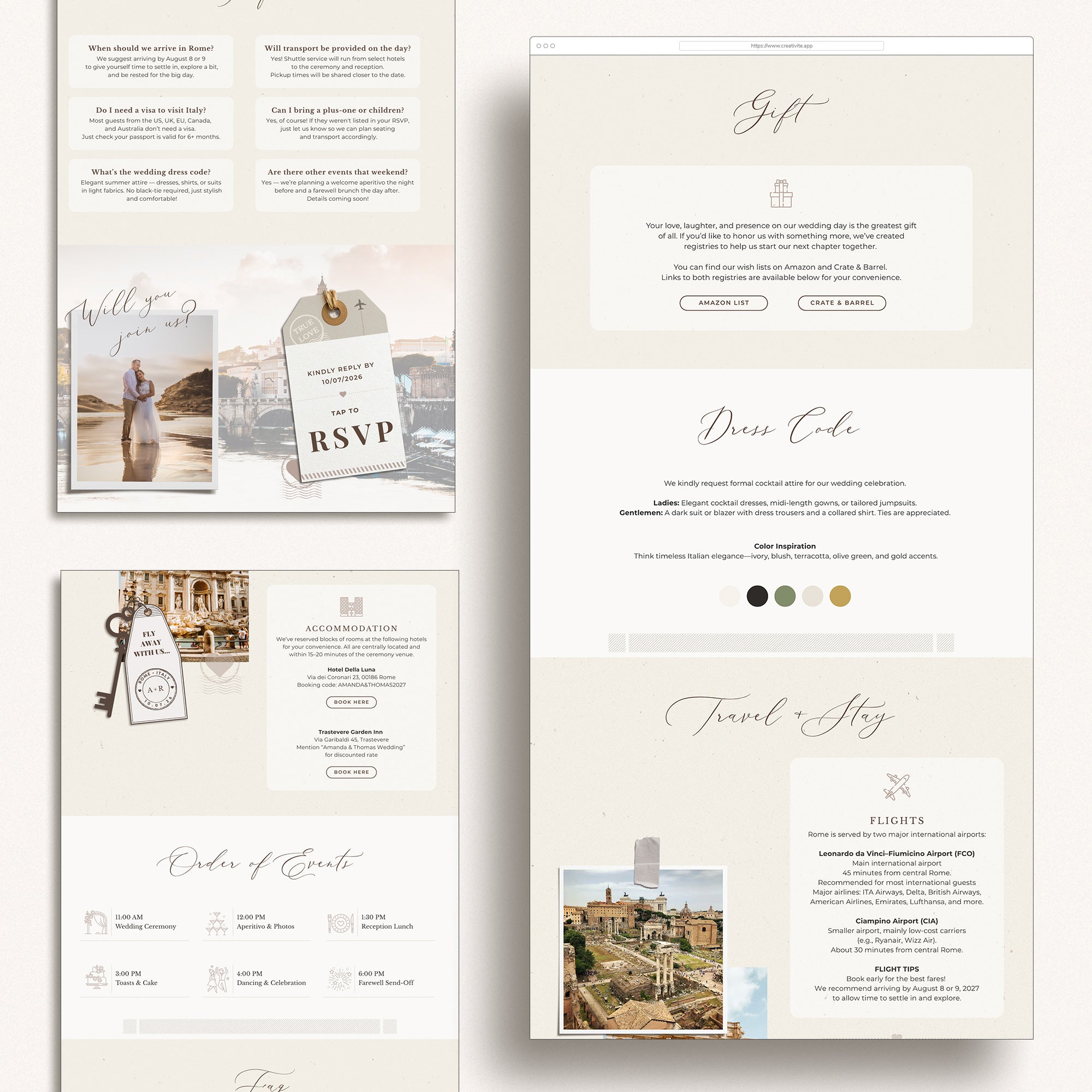 SOFIA Destination Wedding Website Template - Sand