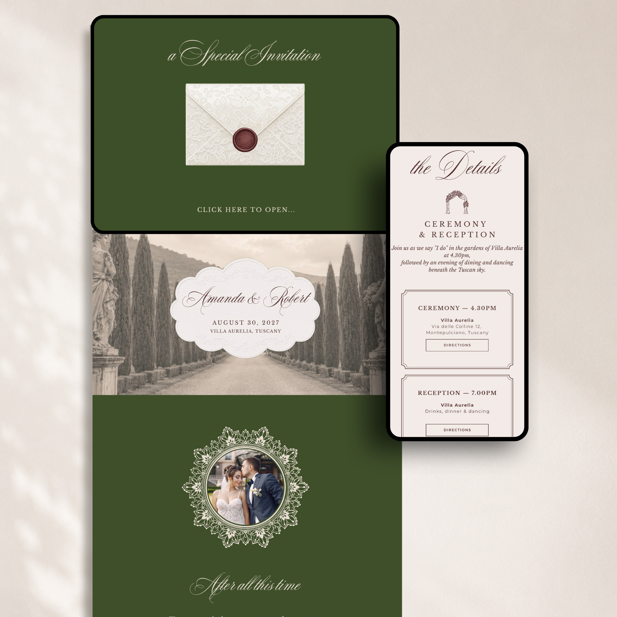 Old Money Wedding Website Template for Canva with RSVP