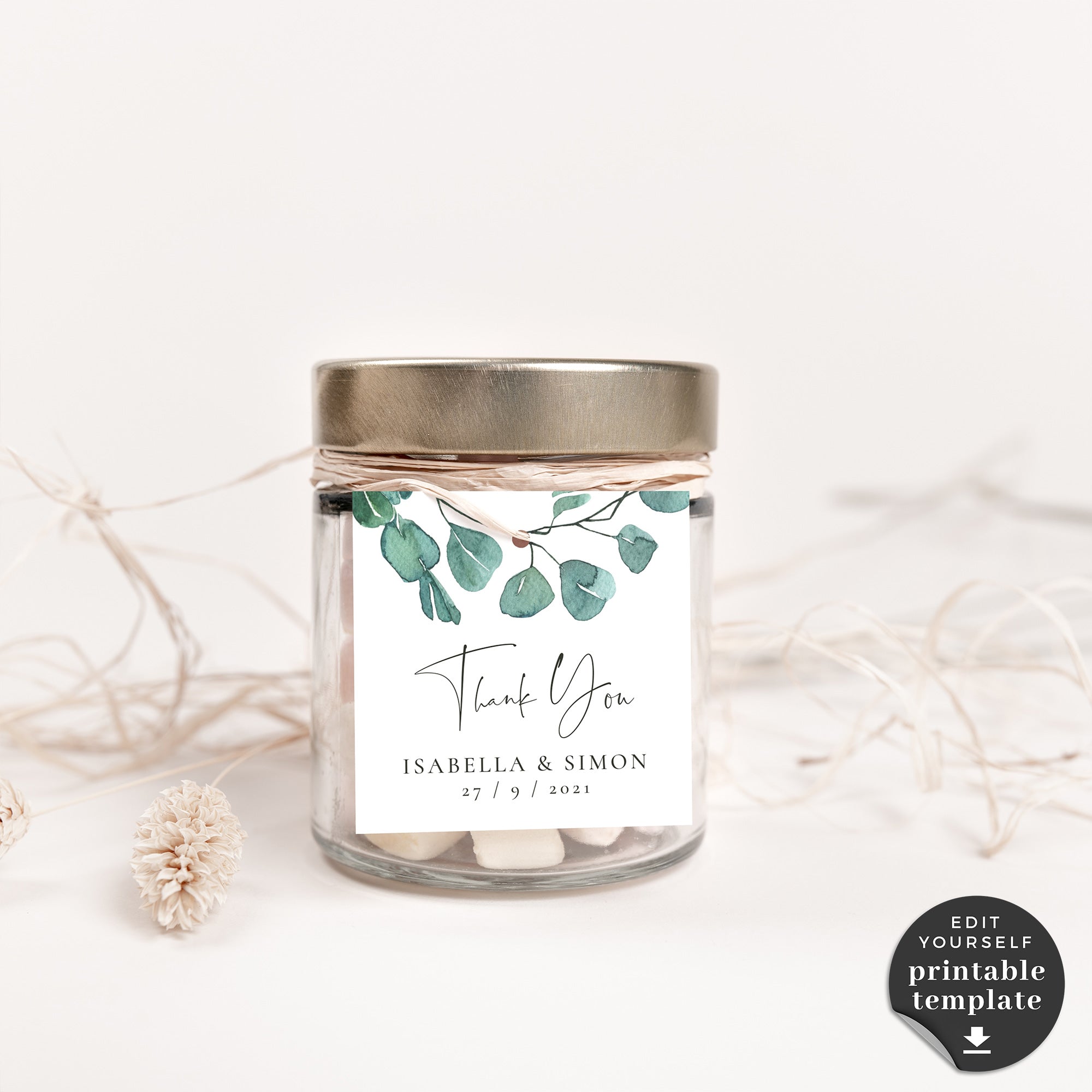 Luisa | Eucalyptus Wedding Thank You Tags Template