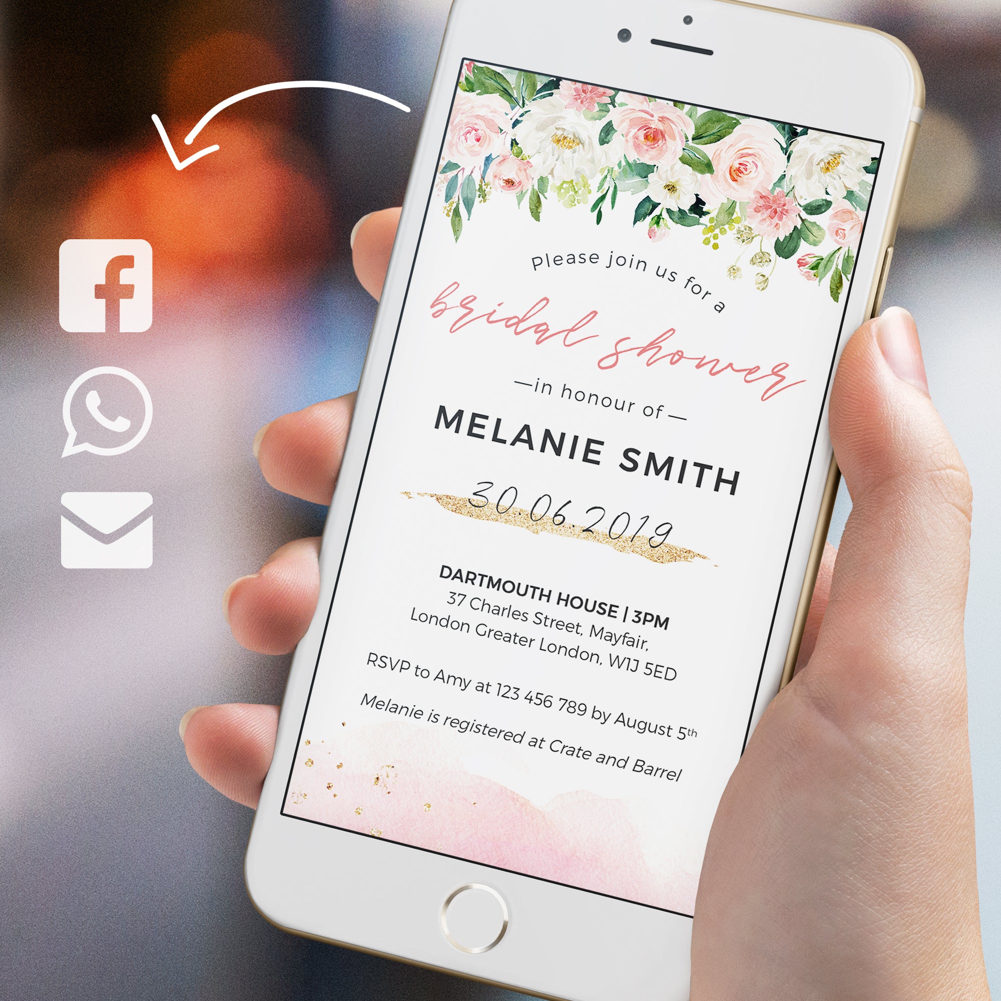 Gemma | Floral Bridal Shower Invitations e Invitations