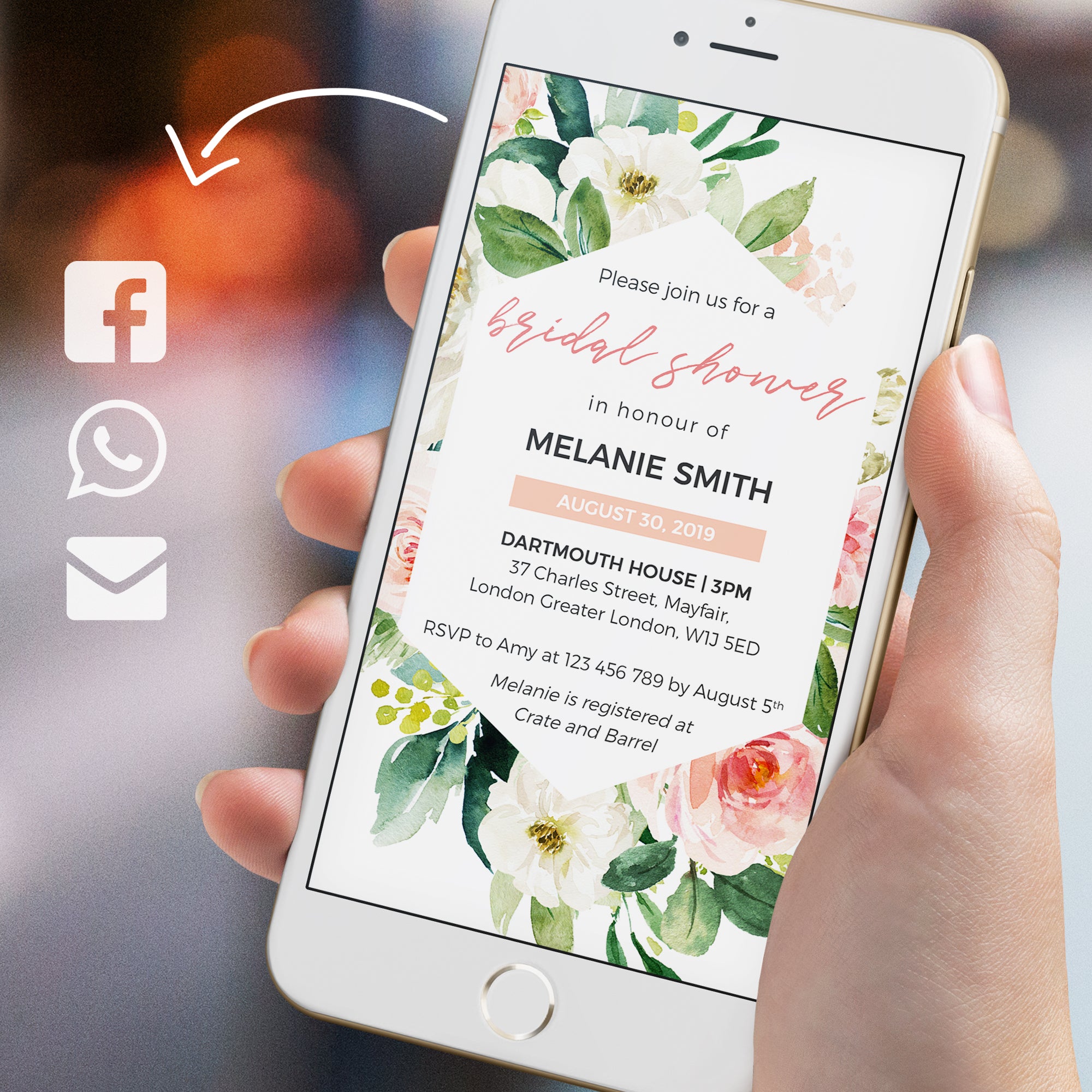 Gemma | Floral Bridal Shower Digital Invitation