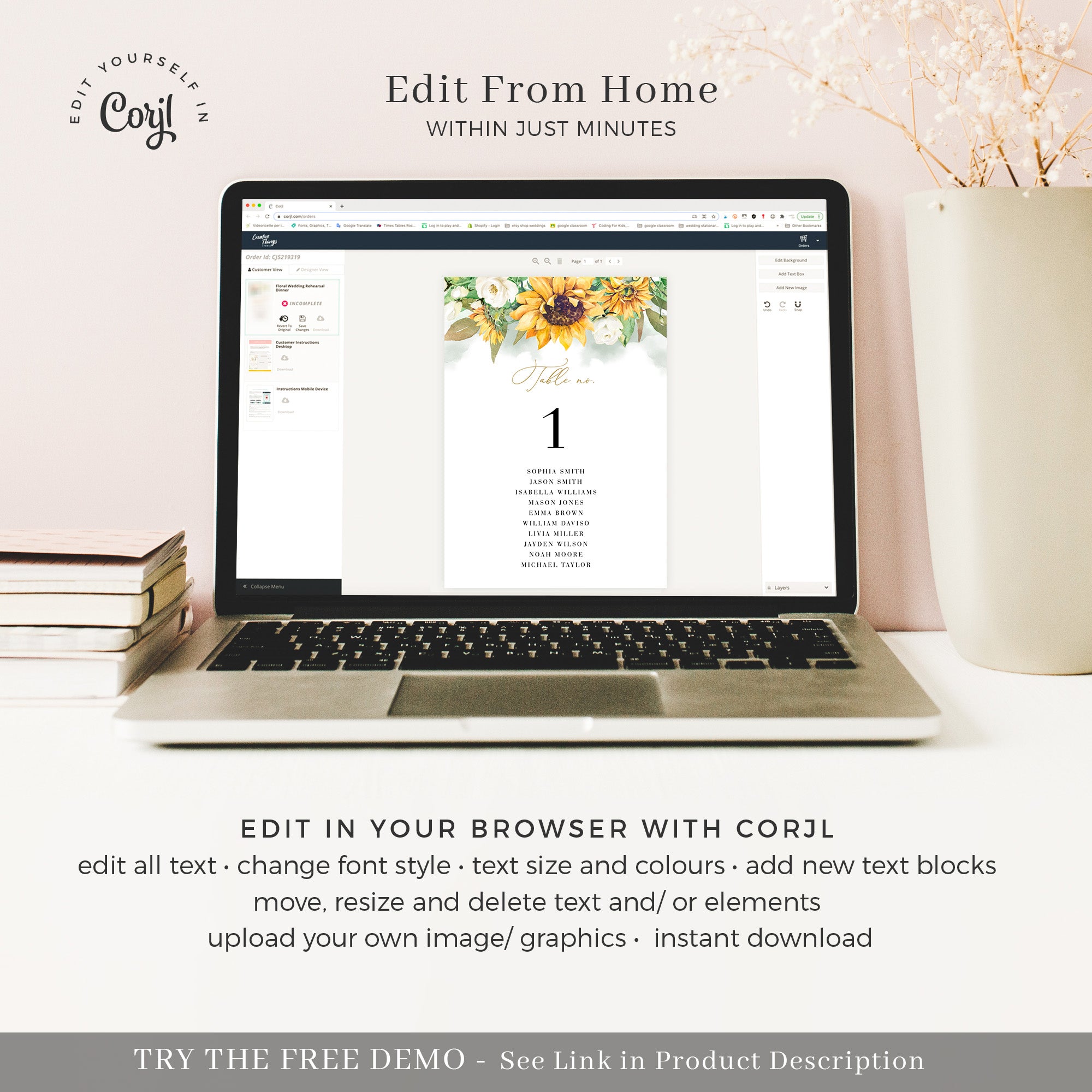 Marisol | Sunflowers Wedding Seating Cards Template