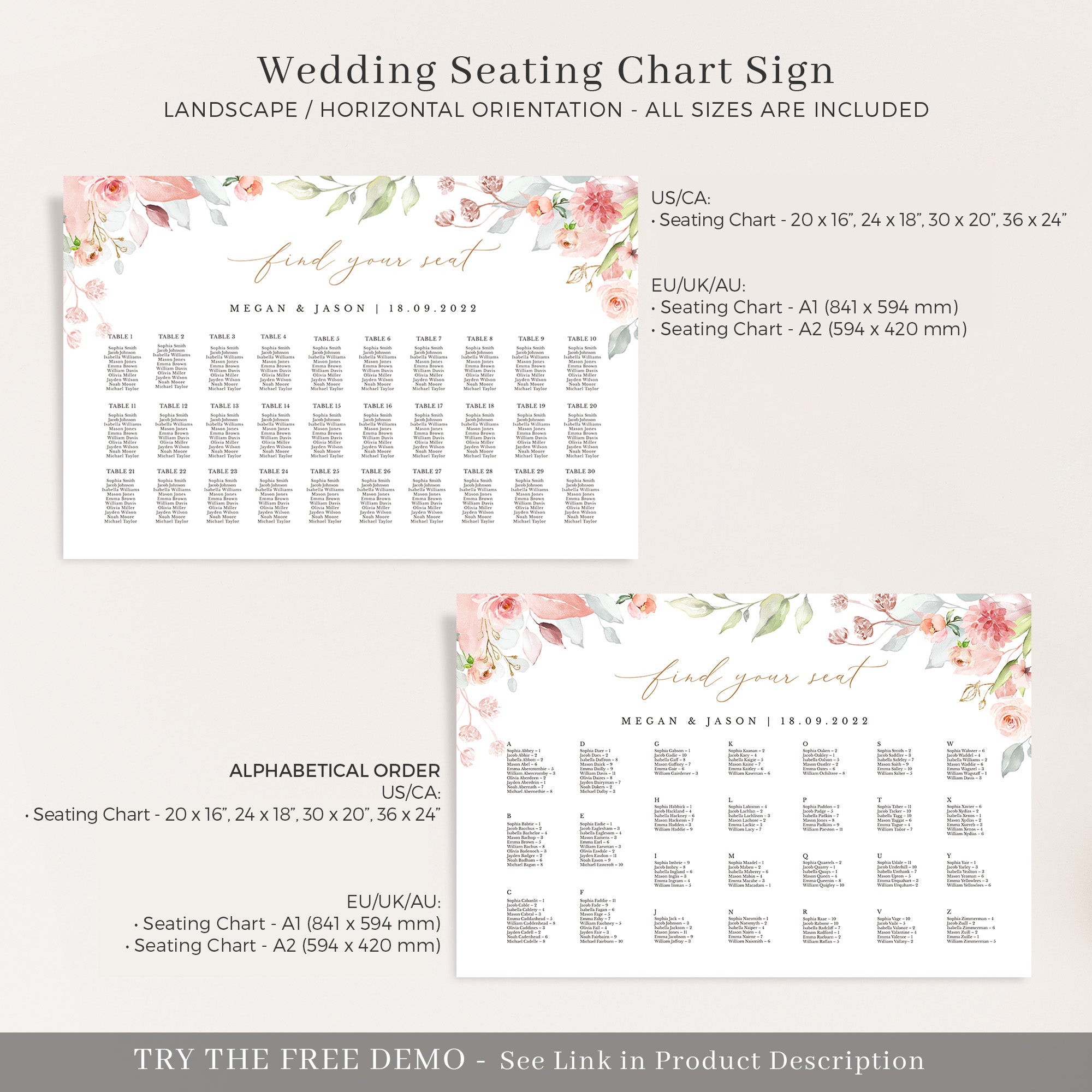 Fiorella | Seating Chart Wedding Template