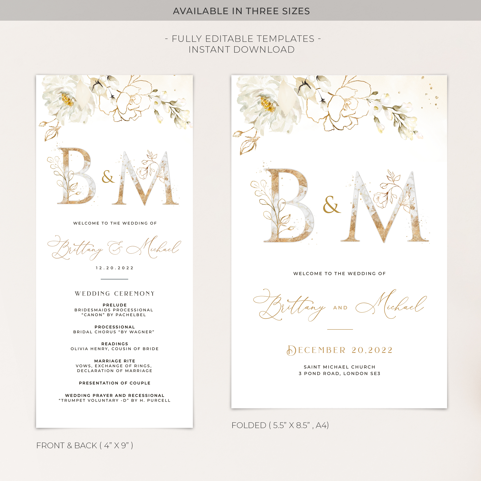 Dora | Elegant Wedding Ceremony Program Template
