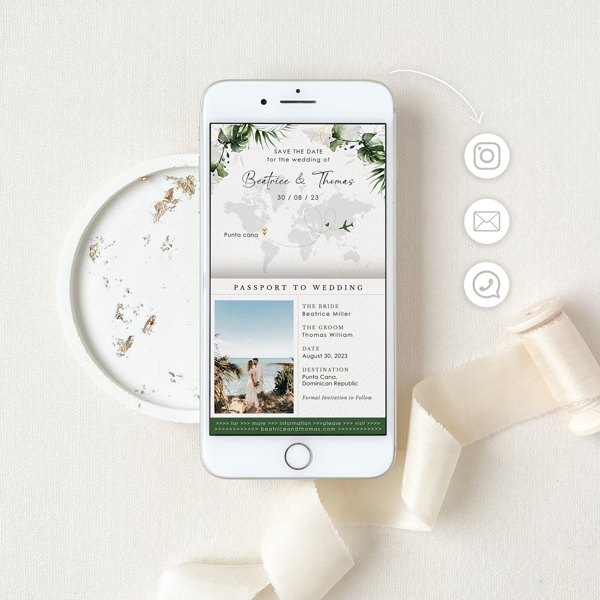 PALMA Tropical Wedding Passport Save the Date Digital
