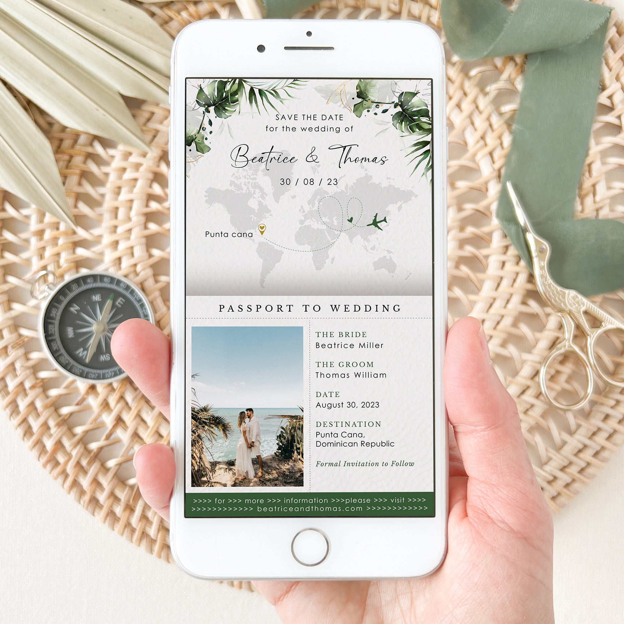 PALMA Tropical Wedding Passport Save the Date Digital