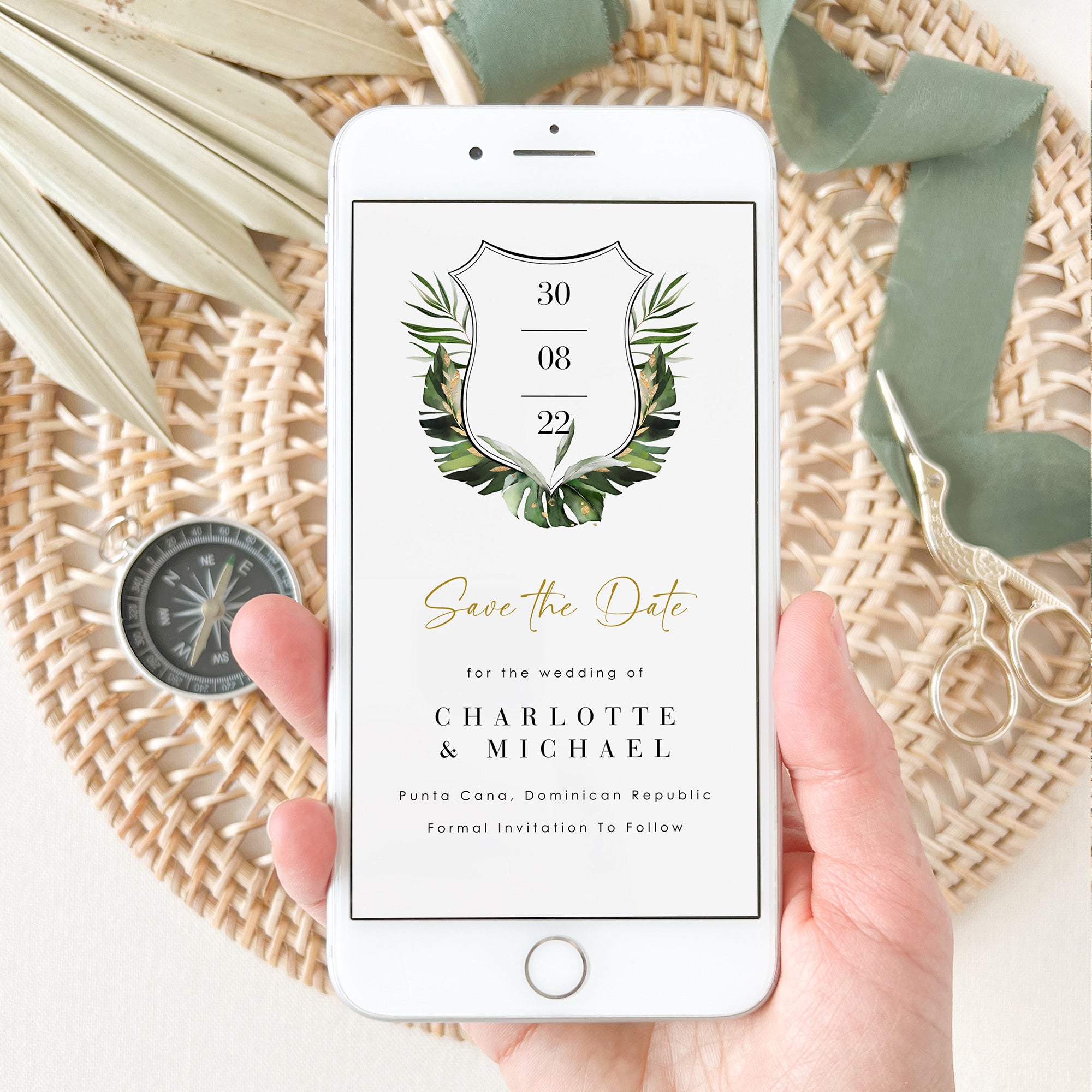 PALMA Tropical Save the Date Card Digital Invite