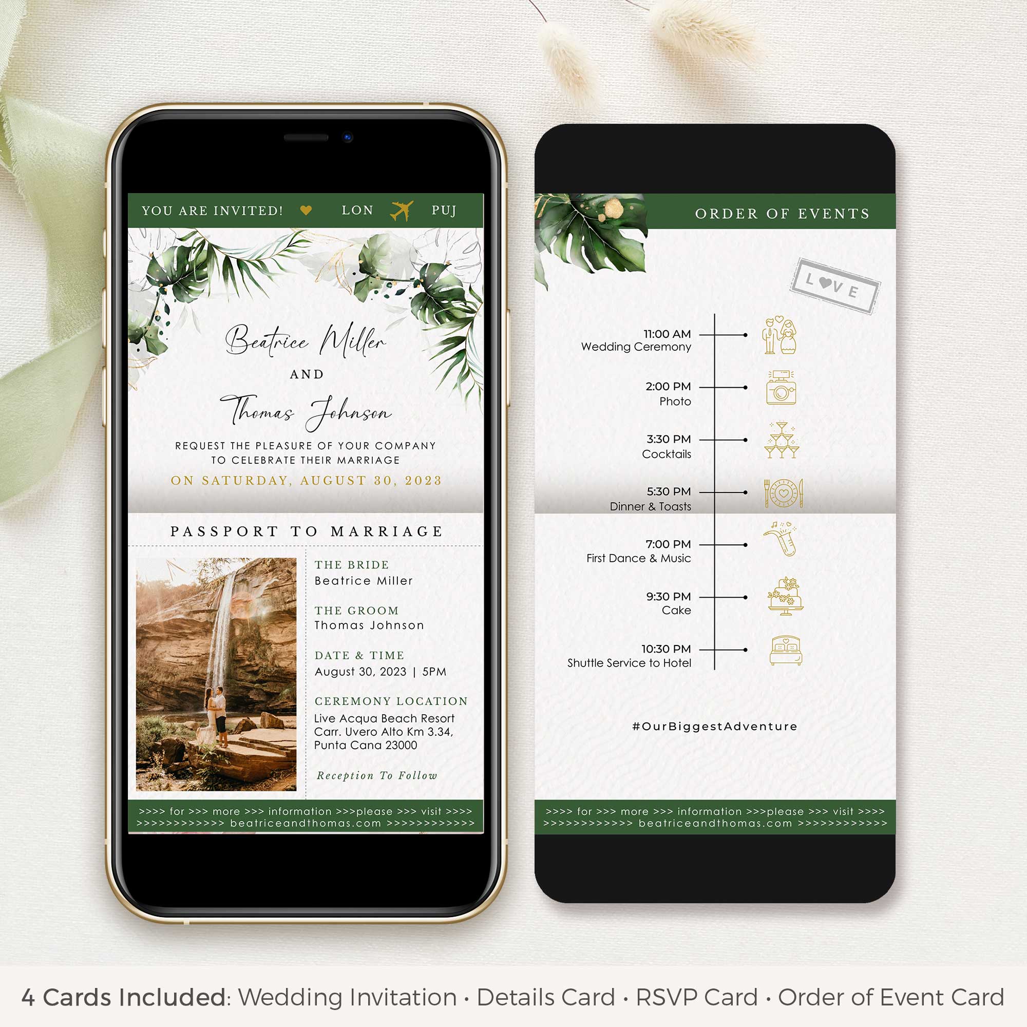 PALMA Digital Passport Invitation Wedding Tropical Theme