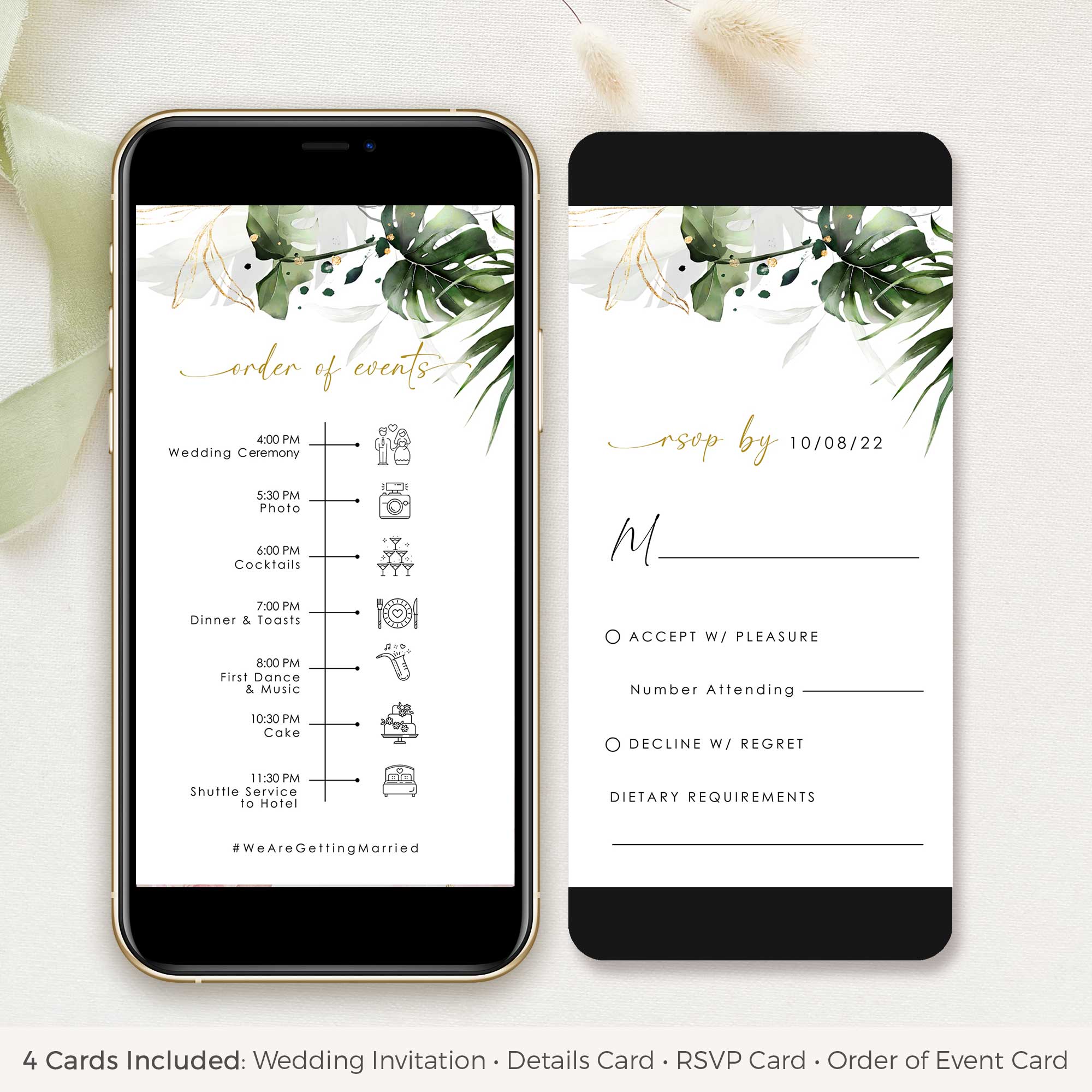 PALMA Tropical Wedding Digital Invites with Rsvp