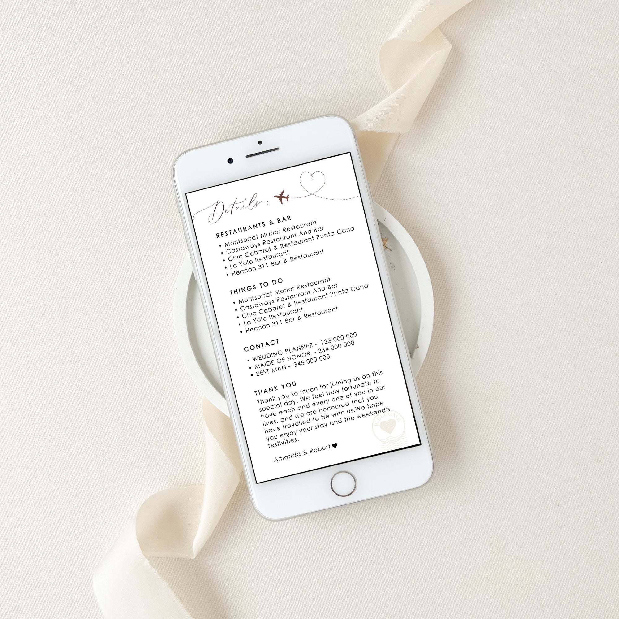 Sofia | Destination Wedding Weekend Itinerary Template Evite