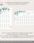 Luisa | Eucalyptus Wedding Seating Plan Template