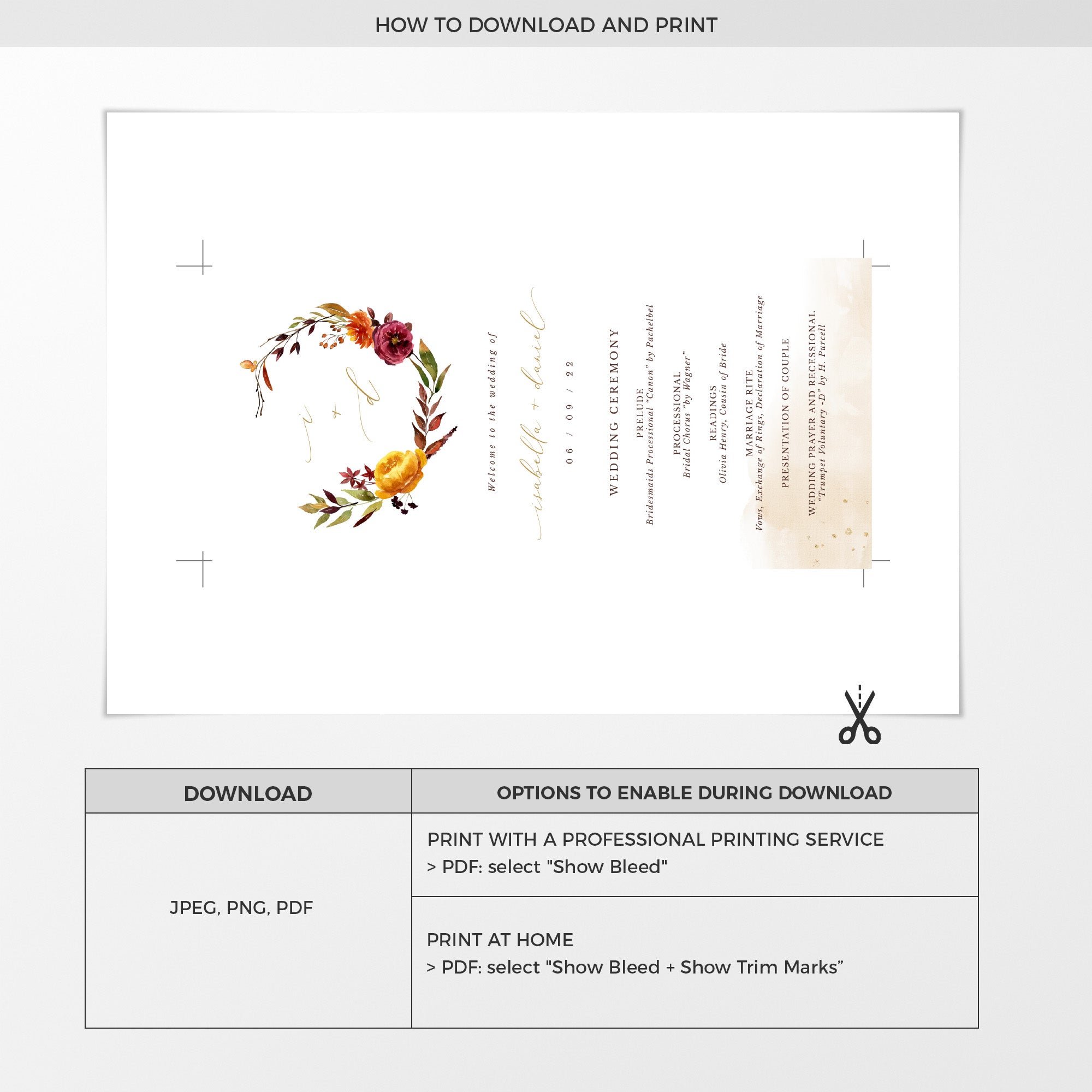 Ambra | Fall Wedding Ceremony Program Template