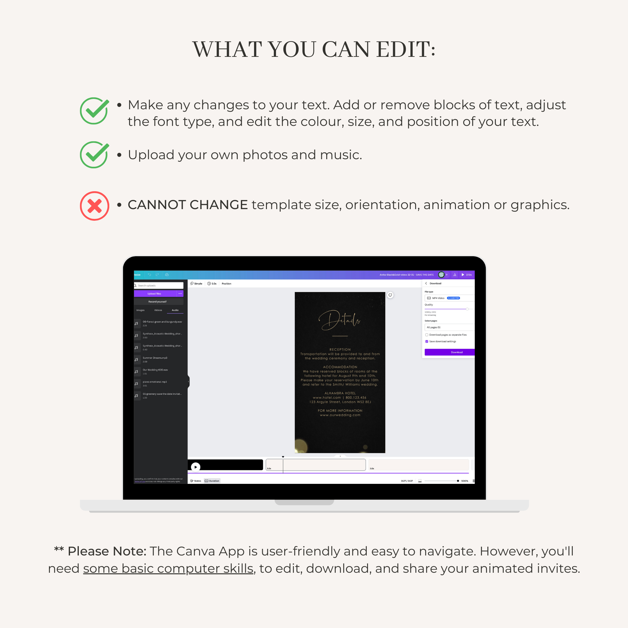 ANITA Wedding Invitation Video Template - Black &amp; Gold