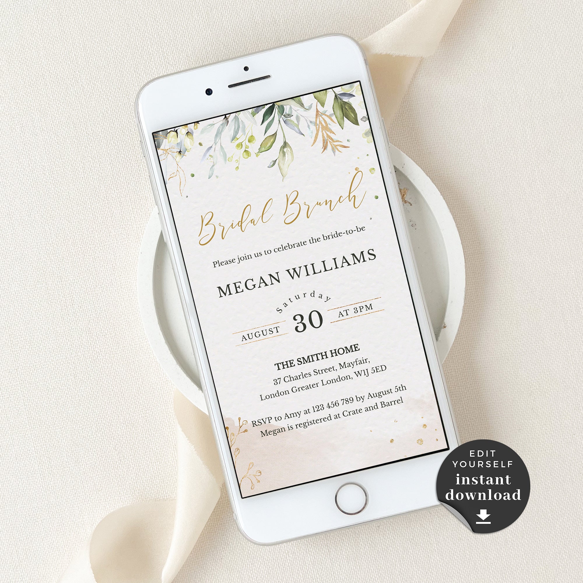 Flora | Rustic Bridal Brunch Electronic Invitations