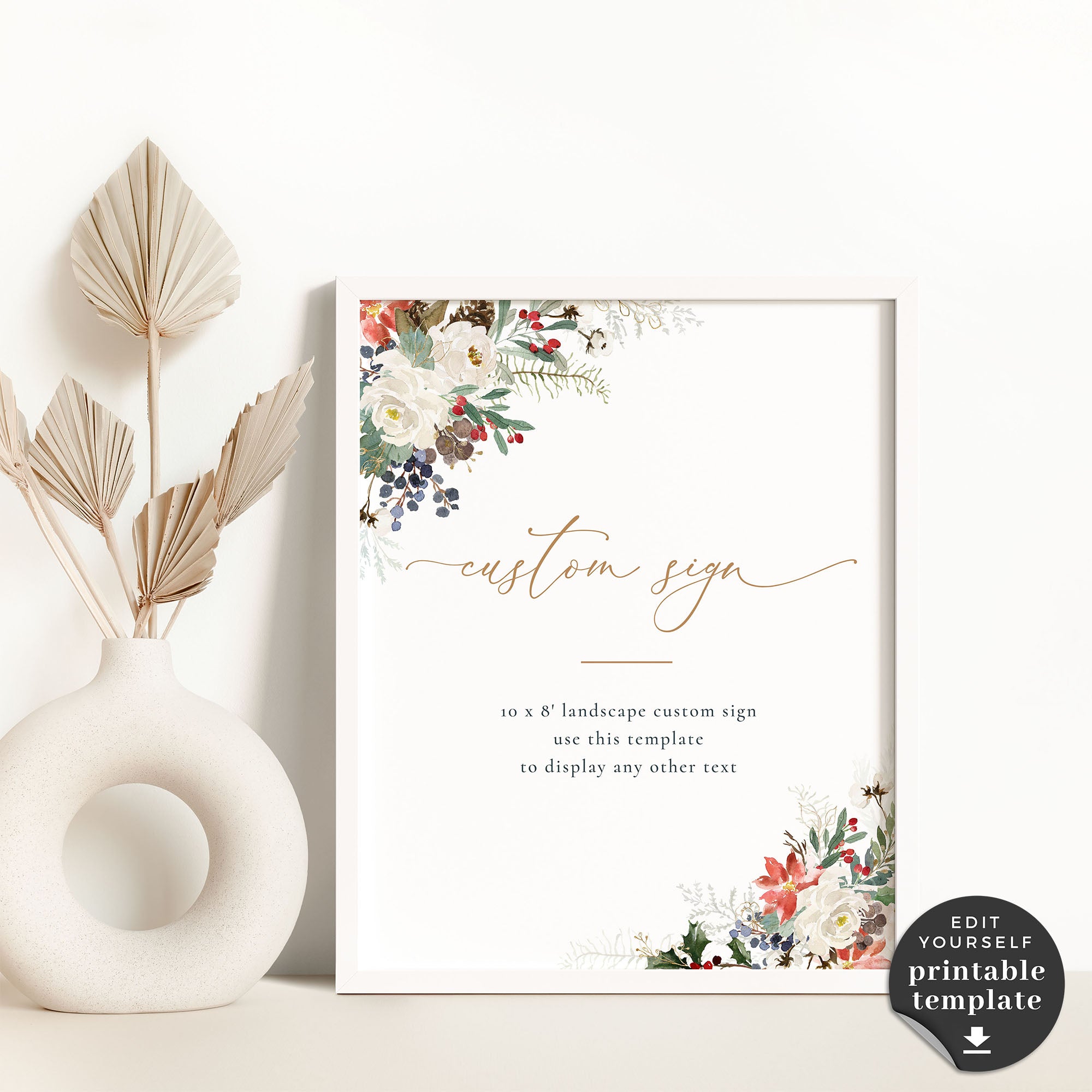Natalia | Christmas Themed Custom Wedding Sign Template