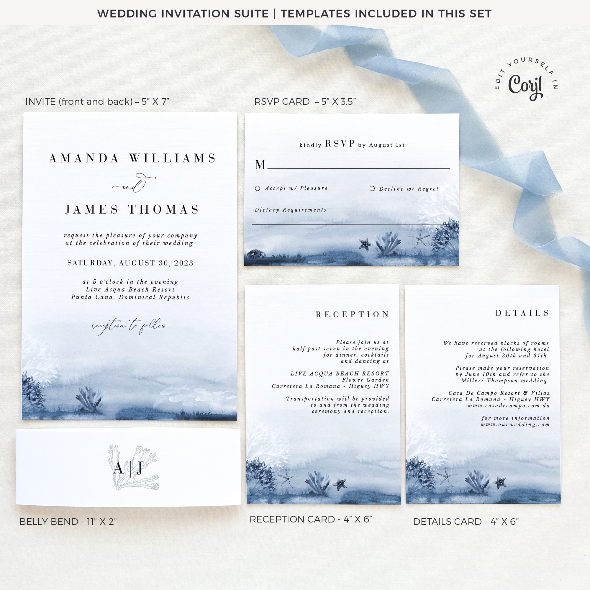 ALYSSA | Sea Wedding Invitation with Rsvp Template