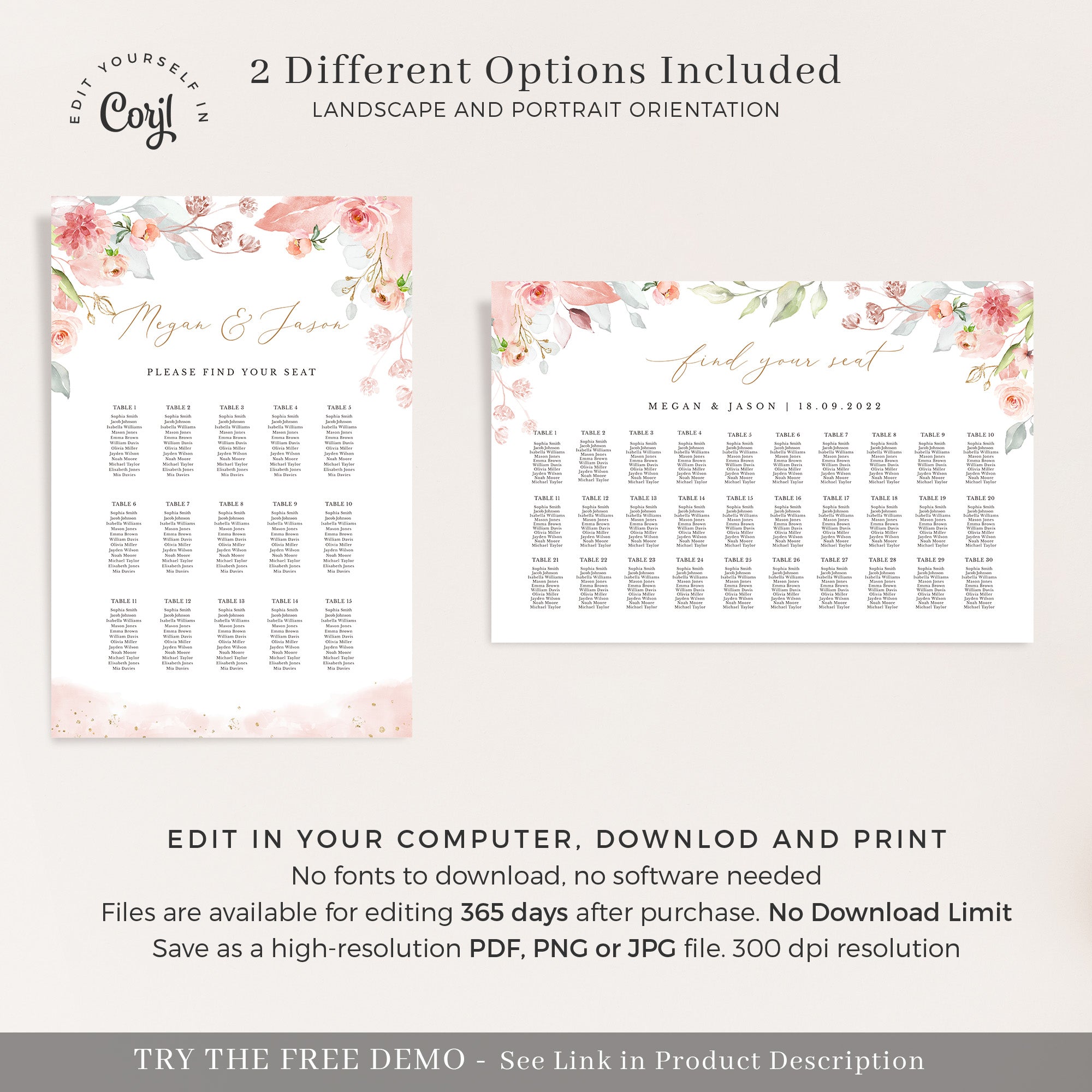 Fiorella | Seating Chart Wedding Template